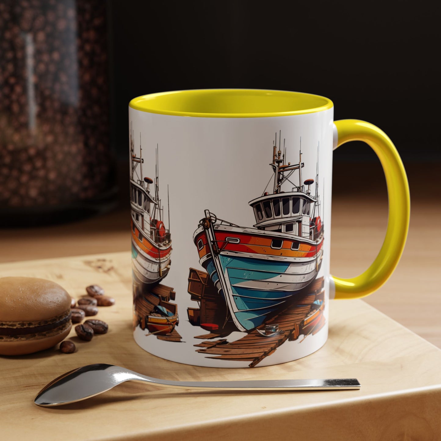 Nautical Accent Coffee Mug | Perfect for Boat Lovers, Sailor Gifts, Coastal Decor, Unique Gift Idea, Custom Artwork Mug