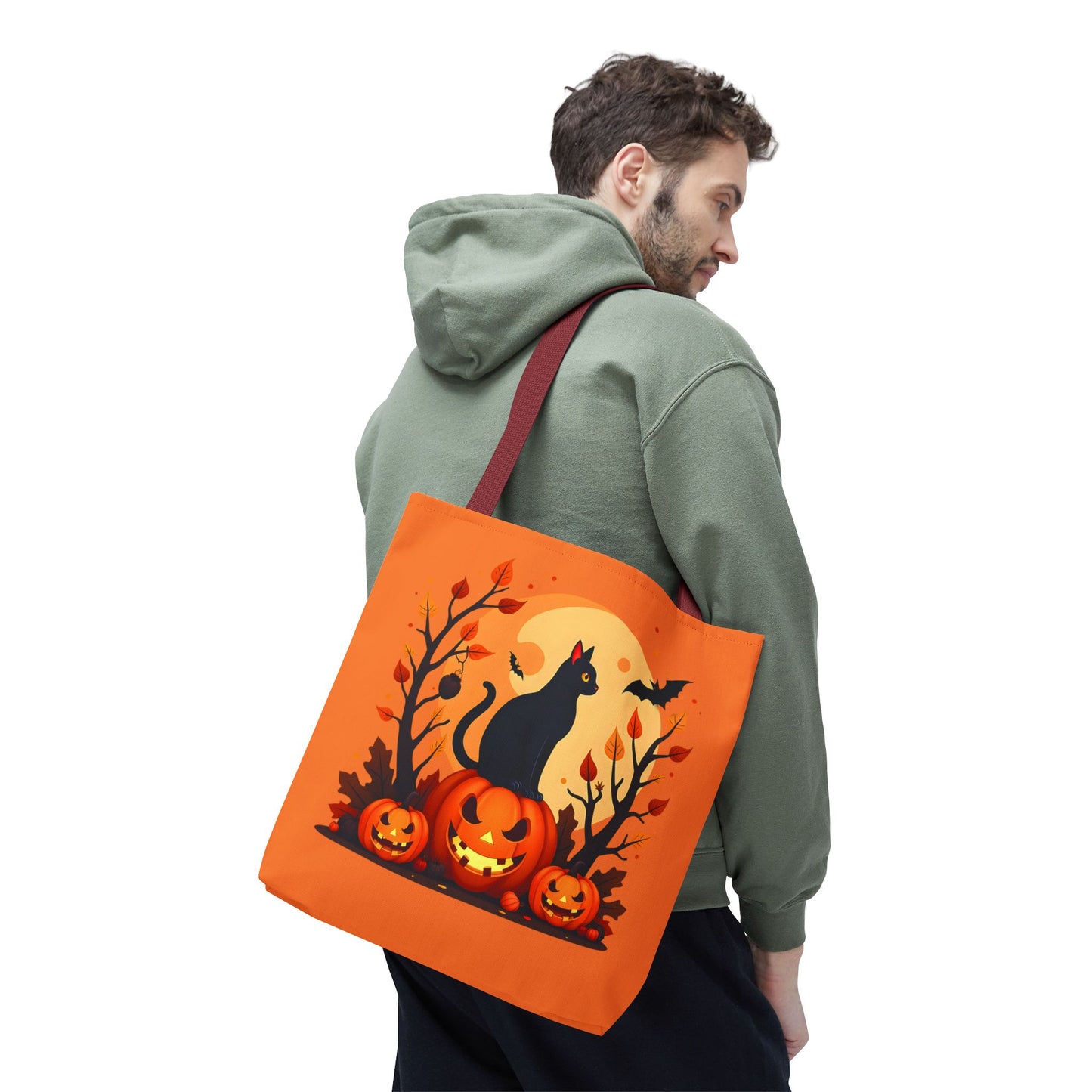 Halloween Cat Tote Bag | Spooky Halloween Accessory, Trick or Treat, Gift for Cat Lovers, Fall Fashion Must-Have, Pumpkin Decor