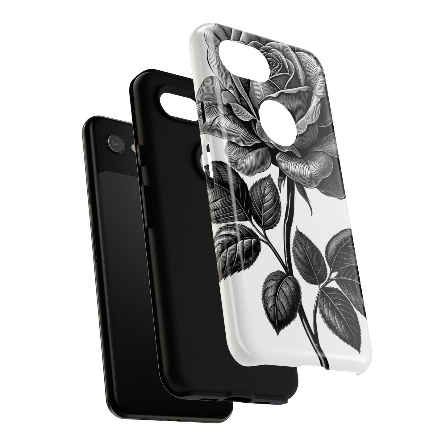 Elegant Floral Phone Case - Tough Cases, Black Rose Design, Floral Phone Cover, Stylish Phone Accessory, Gift for Her, Mother's Day