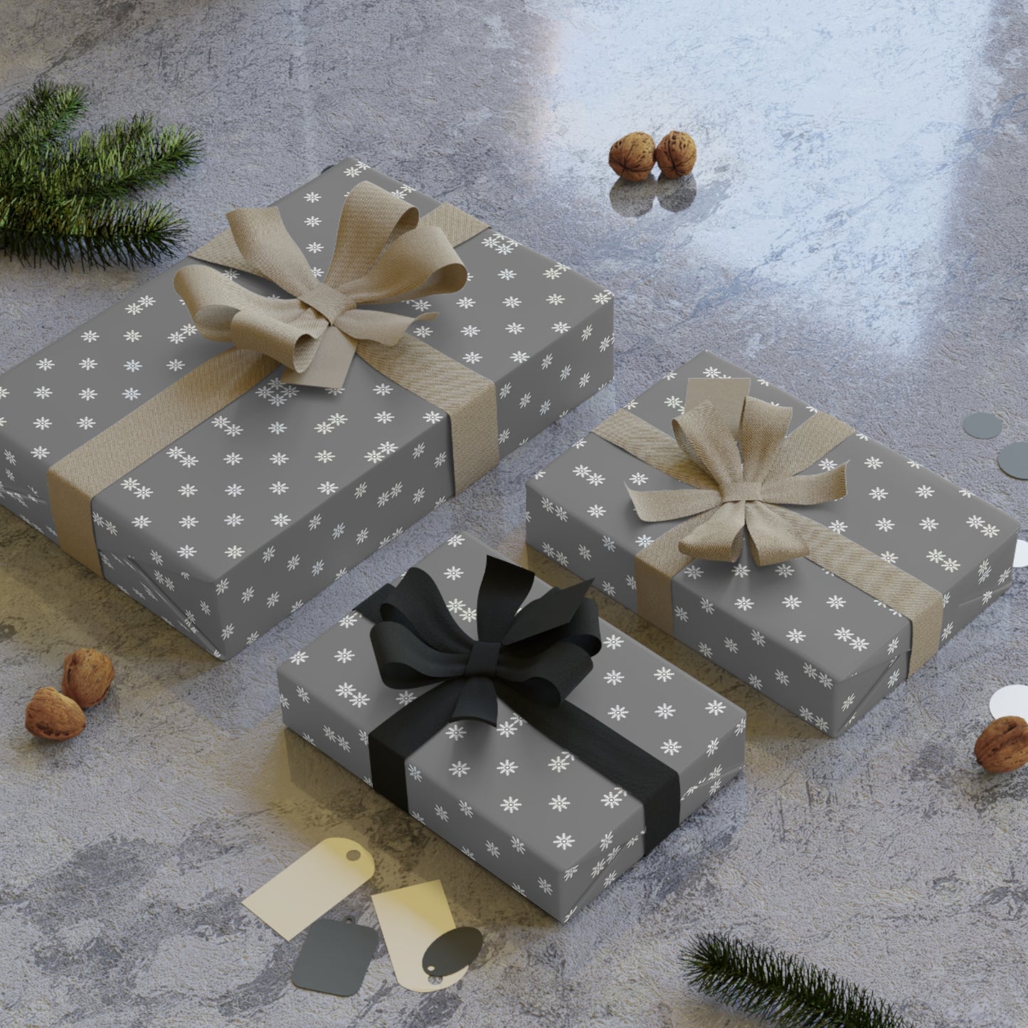 Stylish Gift Wrapping Paper Roll - Elegant Grey Polka Dot Design, Holiday & Birthday Wrap, Perfect for Any Occasion, Premium Quality