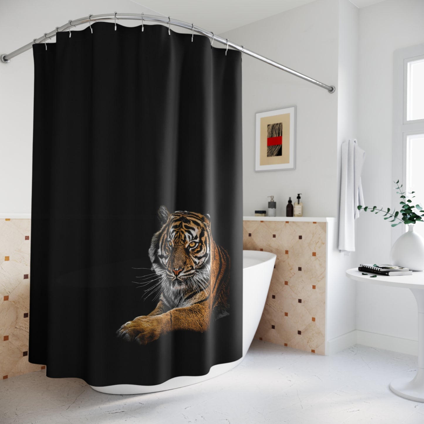 Majestic Tiger Shower Curtain - Bold Home Decor, Bathroom Accessory