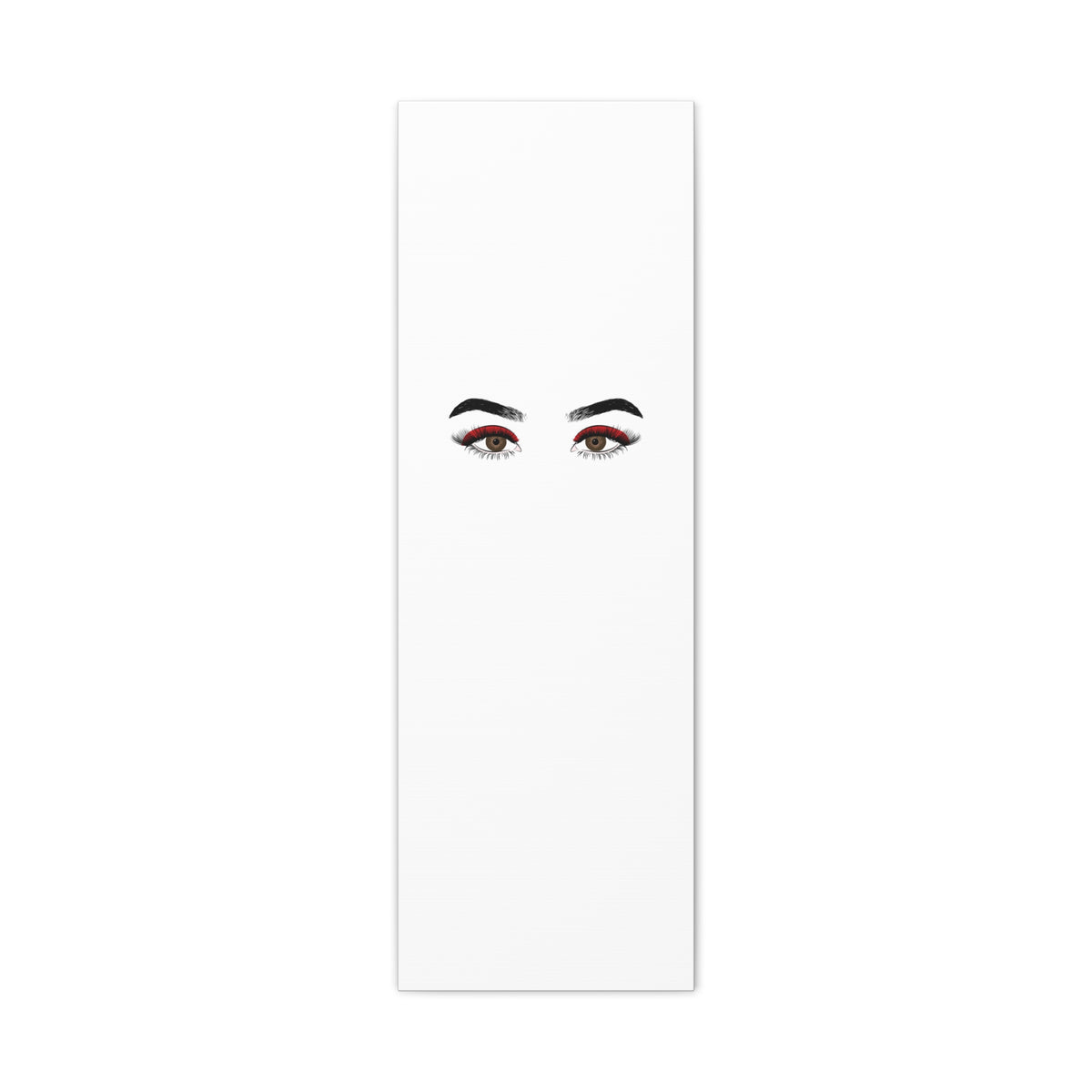 Glam Eyes Matte Canvas Wall Art — Brown Eyes with Red Lashes
