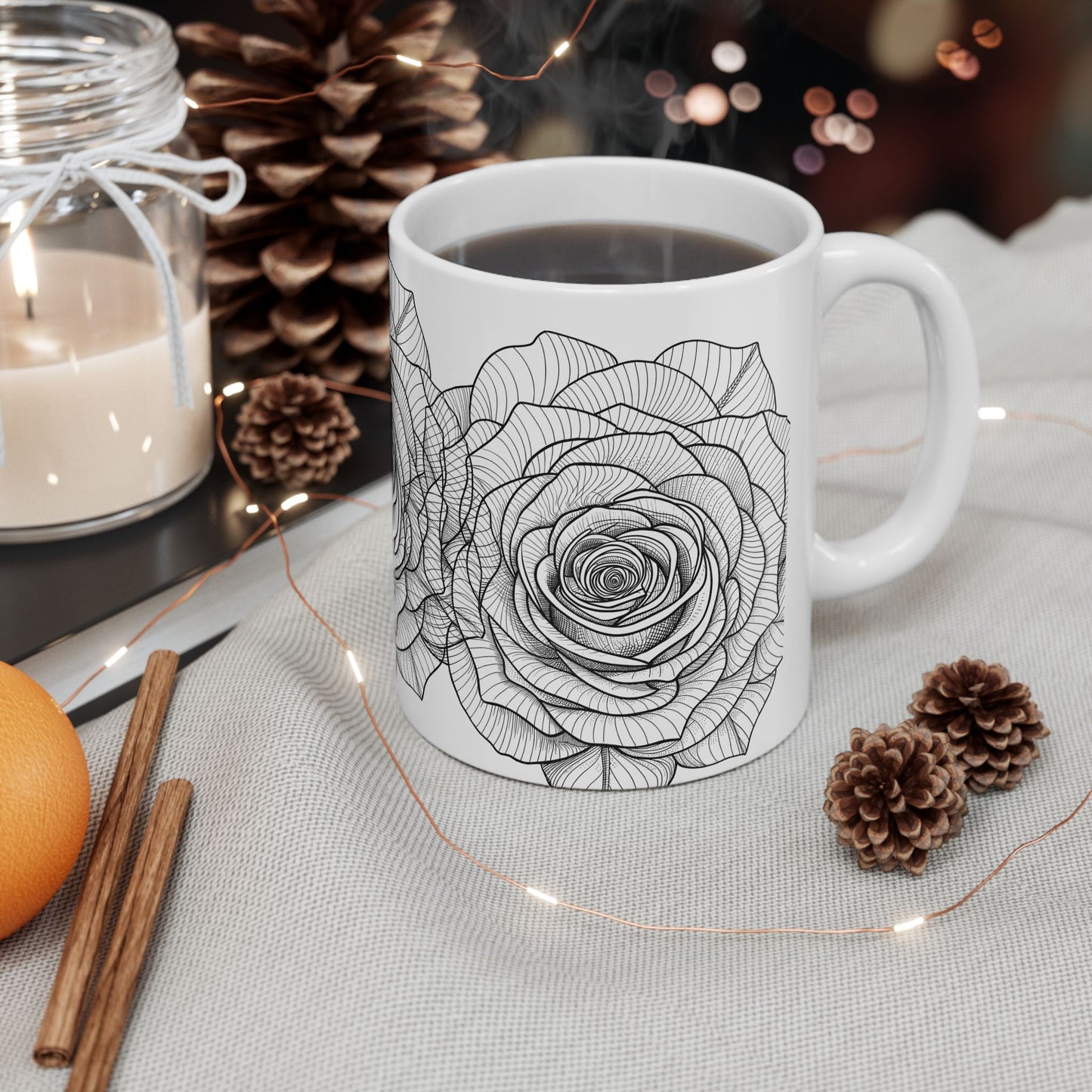Elegant Floral Ceramic Mug - Perfect for Coffee Lovers, Tea Enthusiasts, Housewarming Gift, Mother's Day Present, Home Decor