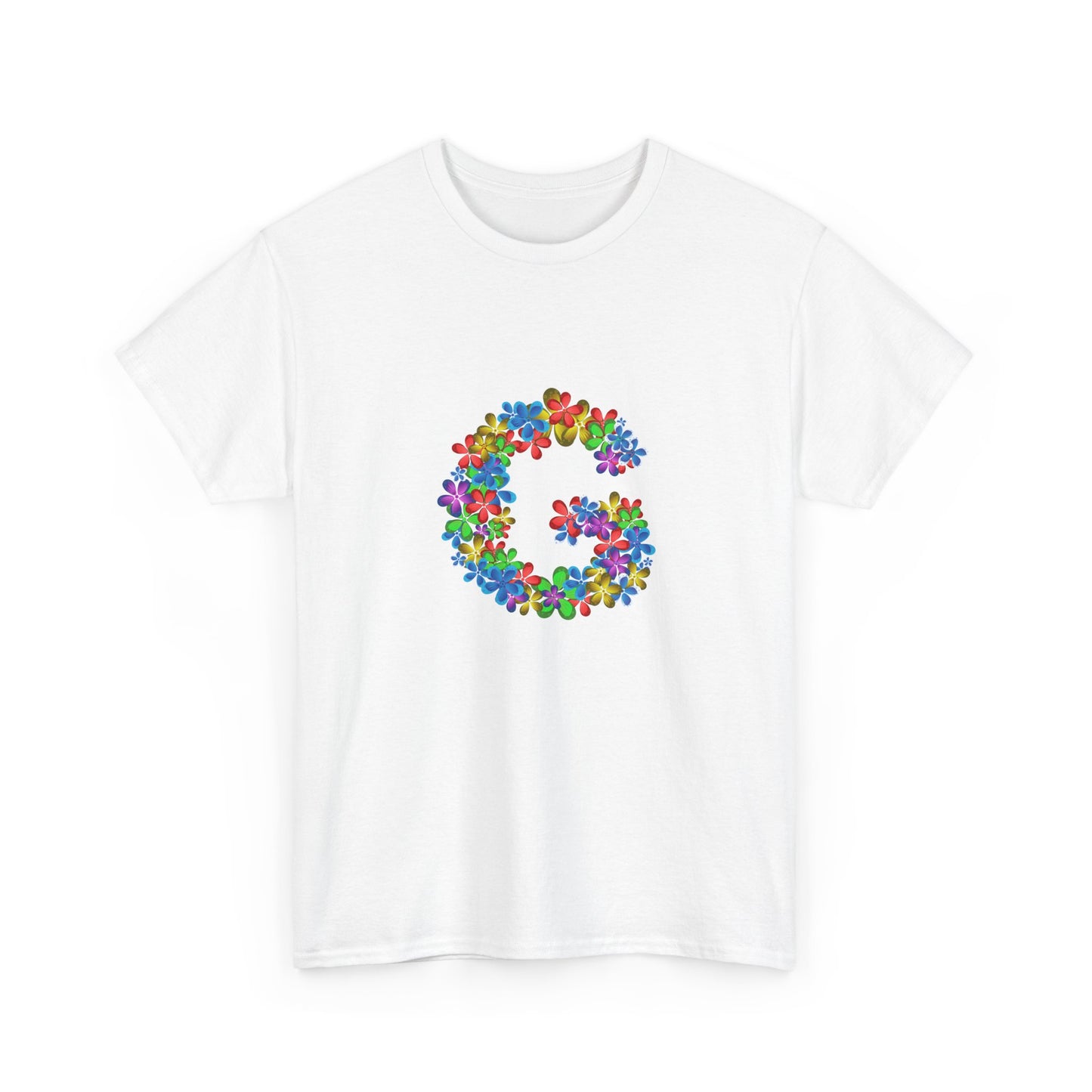Floral Initial Unisex Tee - Personalized Gift, Casual Summer Wear, Birthday Present, Eco-Friendly Tee, Customizable Clothing