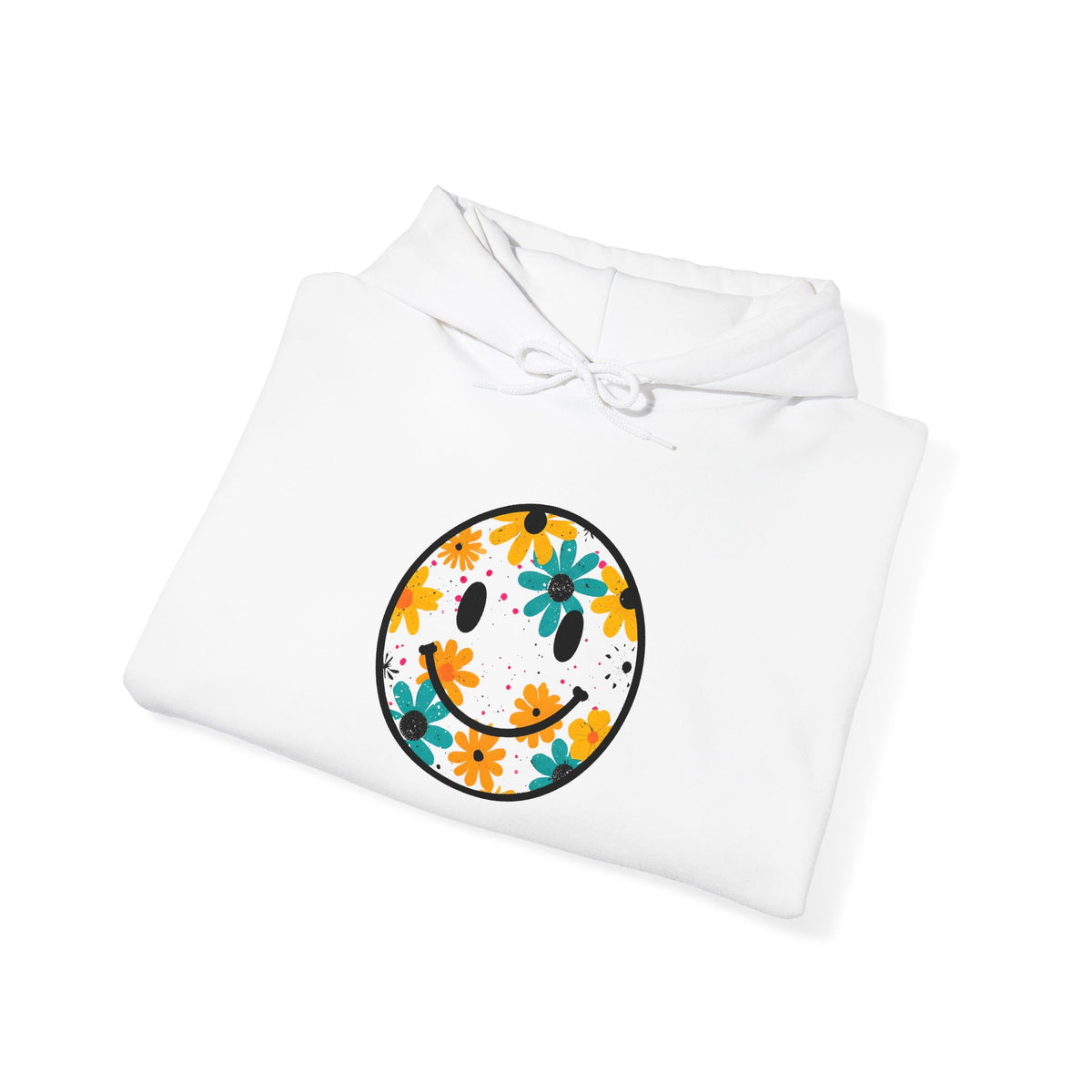Floral Smiley Hoodie — Retro Daisy Smile Graphic Hoodie