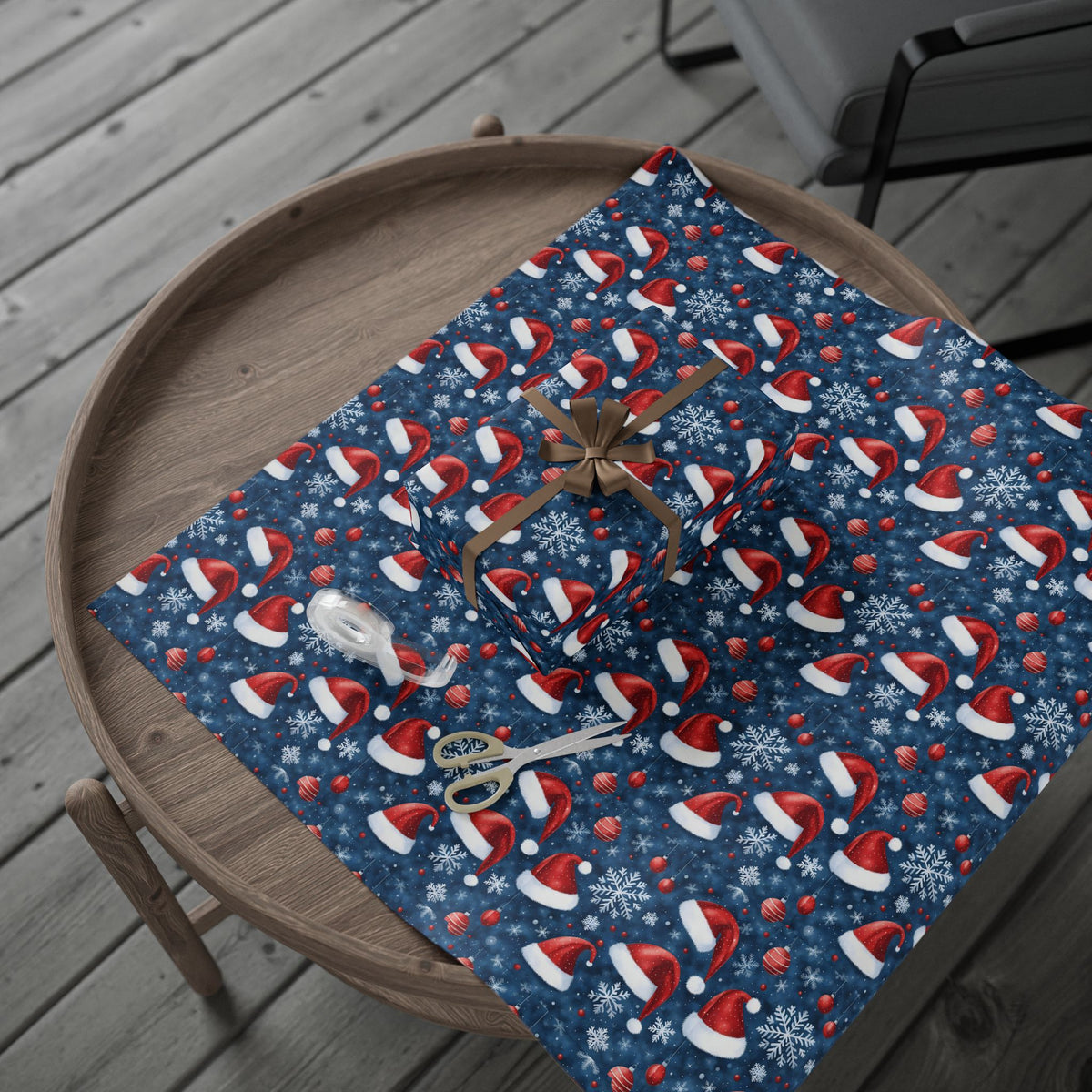 Christmas Santa Hat Wrapping Paper Roll — Festive Snowflake Gift Wrap