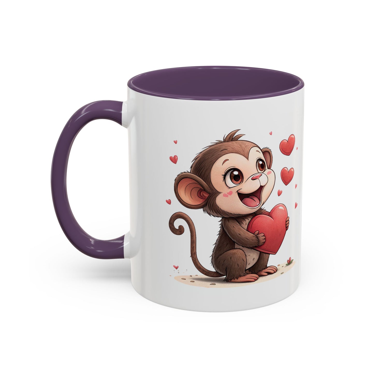 Cute Monkey Love Coffee Mug, Valentine's Gift, Animal Lover's Mug, Heartfelt Coffee Cup, Fun Kitchen Decor