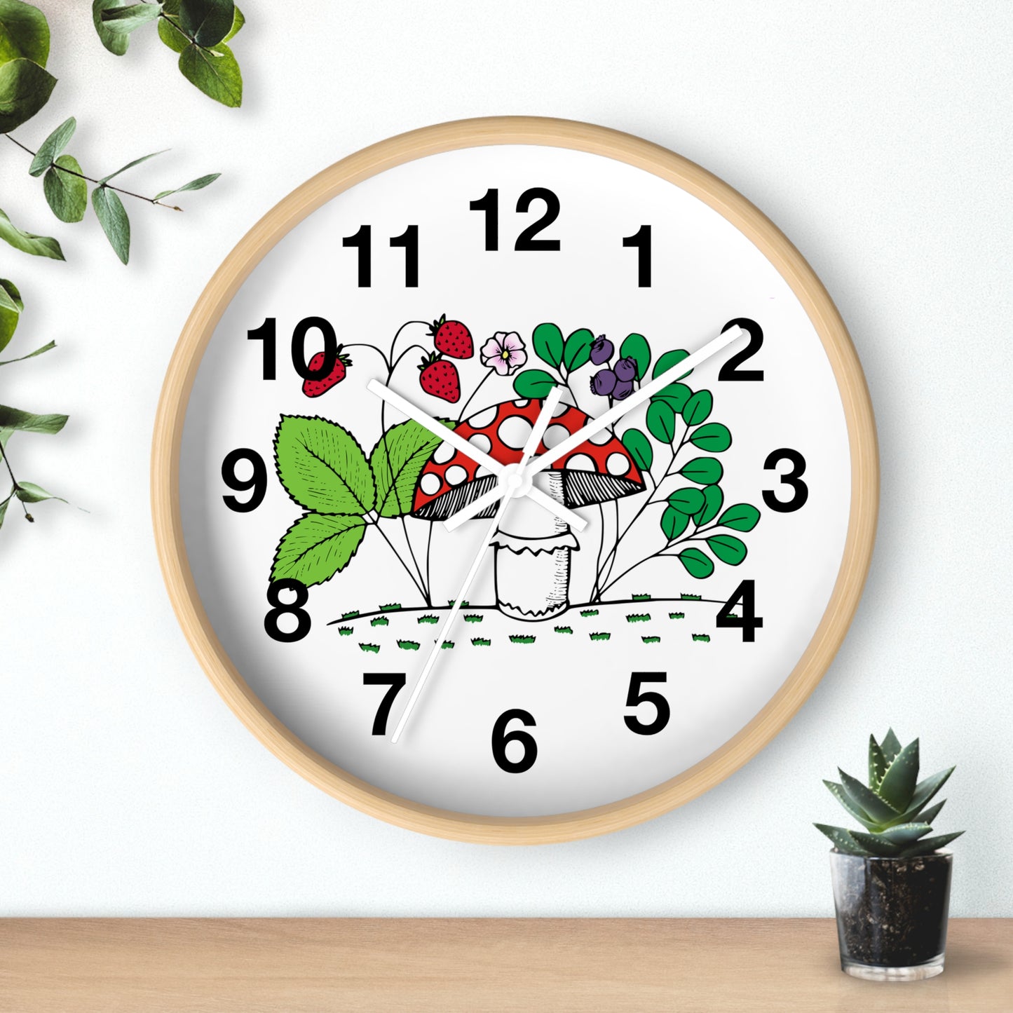 Whimsical Mushroom Wall Clock - Enchanting Home Decor, Boho Aesthetic, Unique Gift for Nature Lovers, Kids Room, Garden Theme