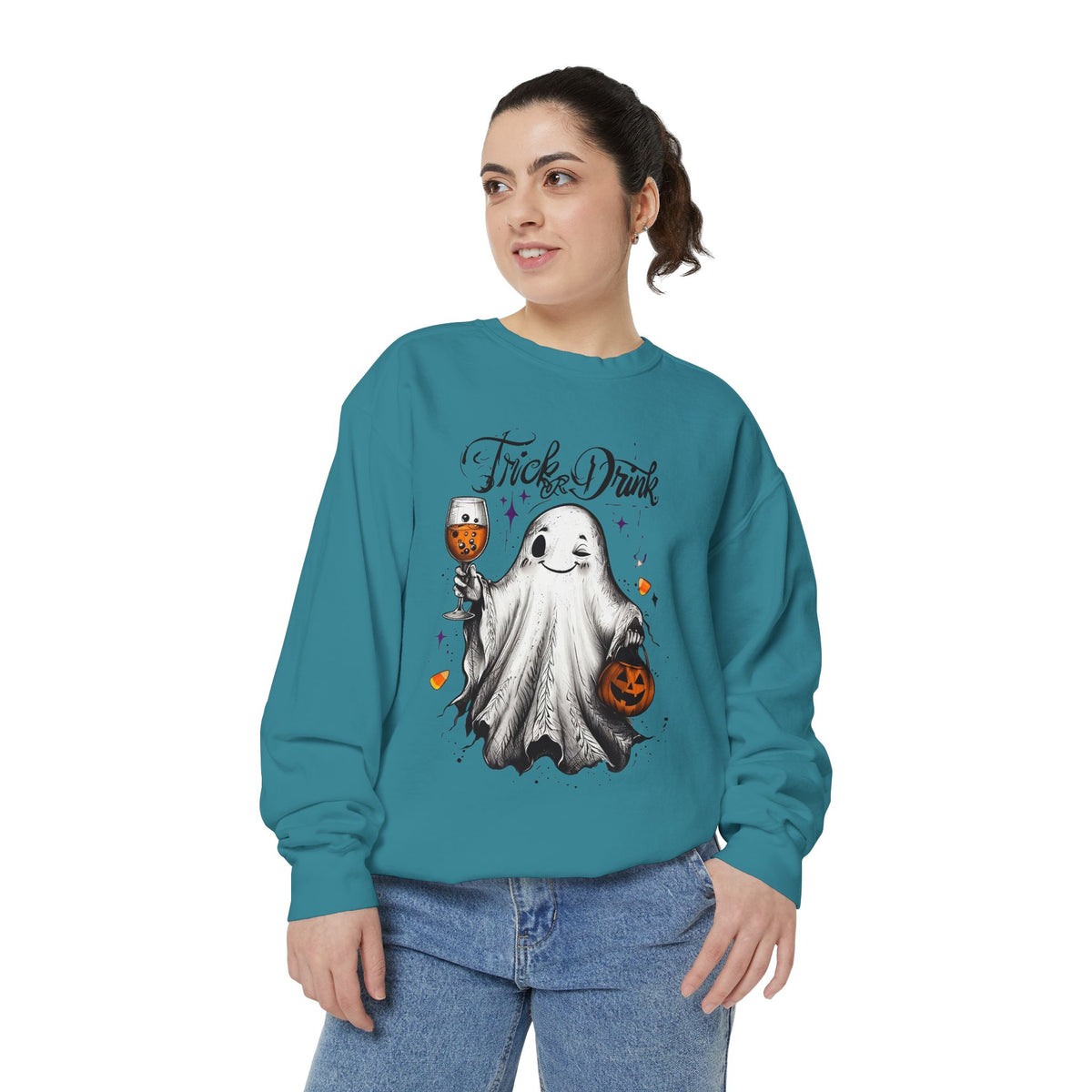 Spooky Ghost Sweatshirt | Trick or Treat Apparel, Halloween Gift, Cozy Unisex Top, Fall Fashion, Casual Wear