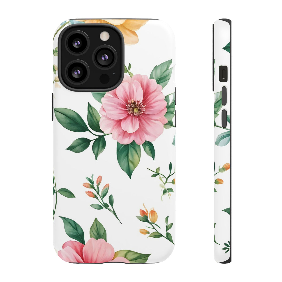 Floral Tough Phone Case — Pink Peony Protective Phone Cover