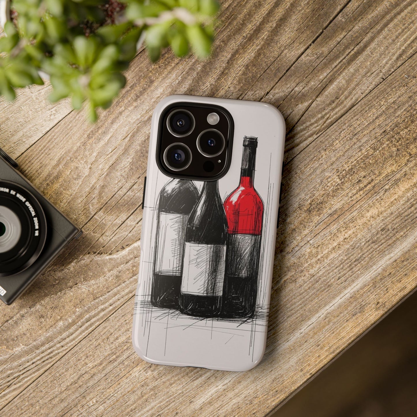 Wine Lover's Phone Case, Tough Phone Cover, Artistic Wine Design, Gift for Wine Enthusiasts, Customizable Case, Unique Wine Art