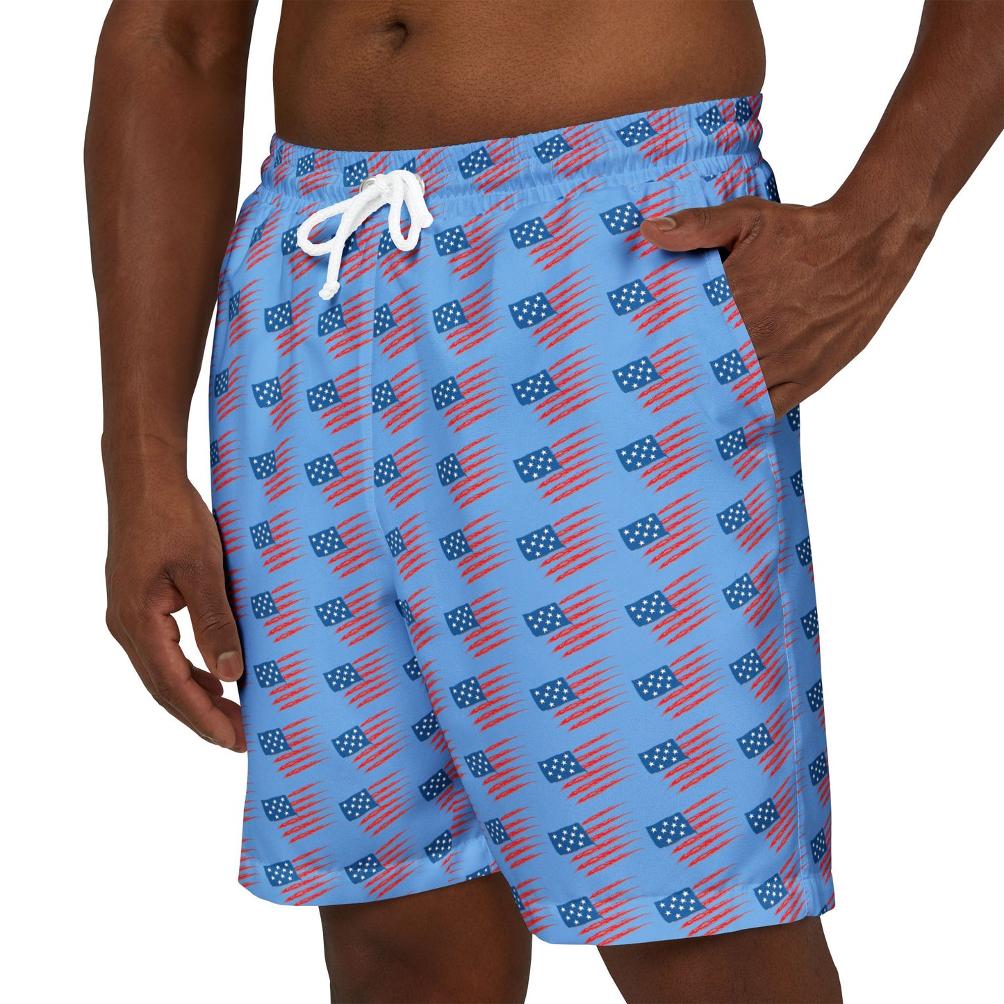 Patriotic Swim Shorts - Unisex AOP Swimwear for Summer, Beachwear, Pool Party, Independence Day, Vacation Essentials