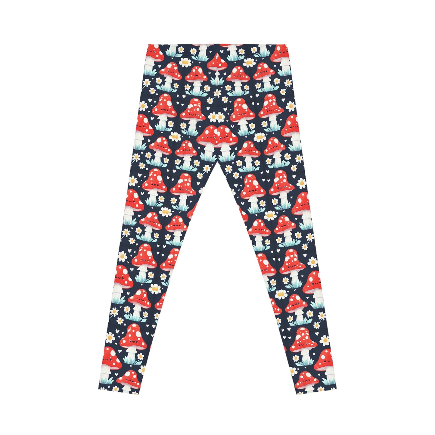 Whimsical Mushroom Print Casual Leggings for Women, Comfortable Yoga Pants, Trendy Loungewear