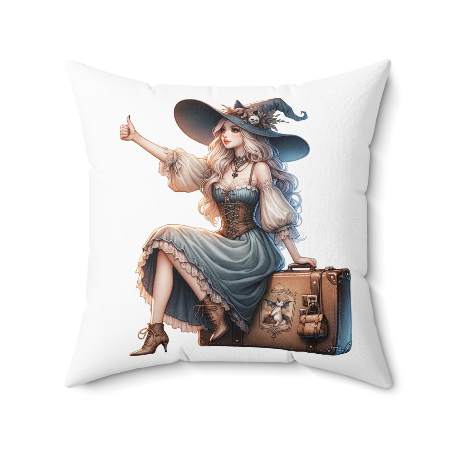 Whimsical Witch Decorative Pillow, Cozy Home Accent, Halloween Decor, Gift for Witch Lovers, Spooky Home Decor, Magic Pillow
