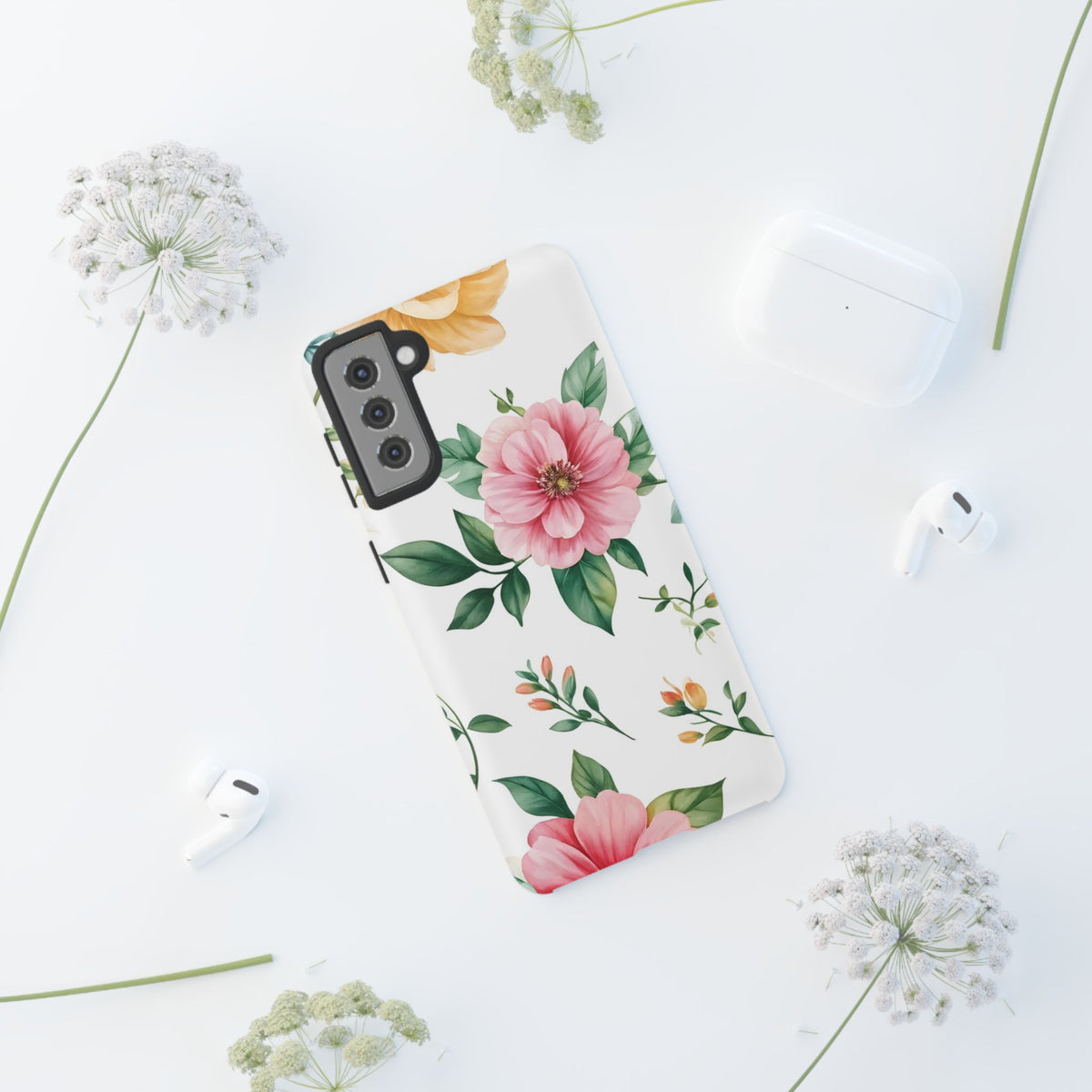 Floral Tough Phone Case — Pink Peony Protective Phone Cover