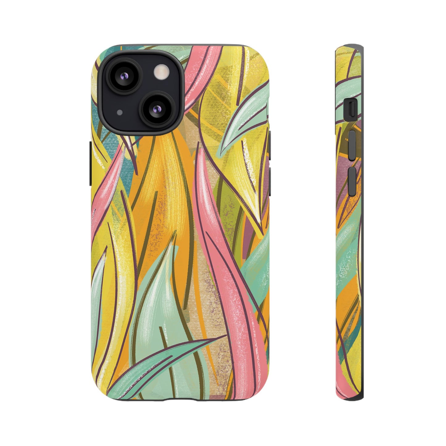 Vibrant Phone Case with Colorful Leaf Design, Tough Cases for Nature Lovers, Eco-Friendly Gift, Summer Vibes, Floral Phone Cover