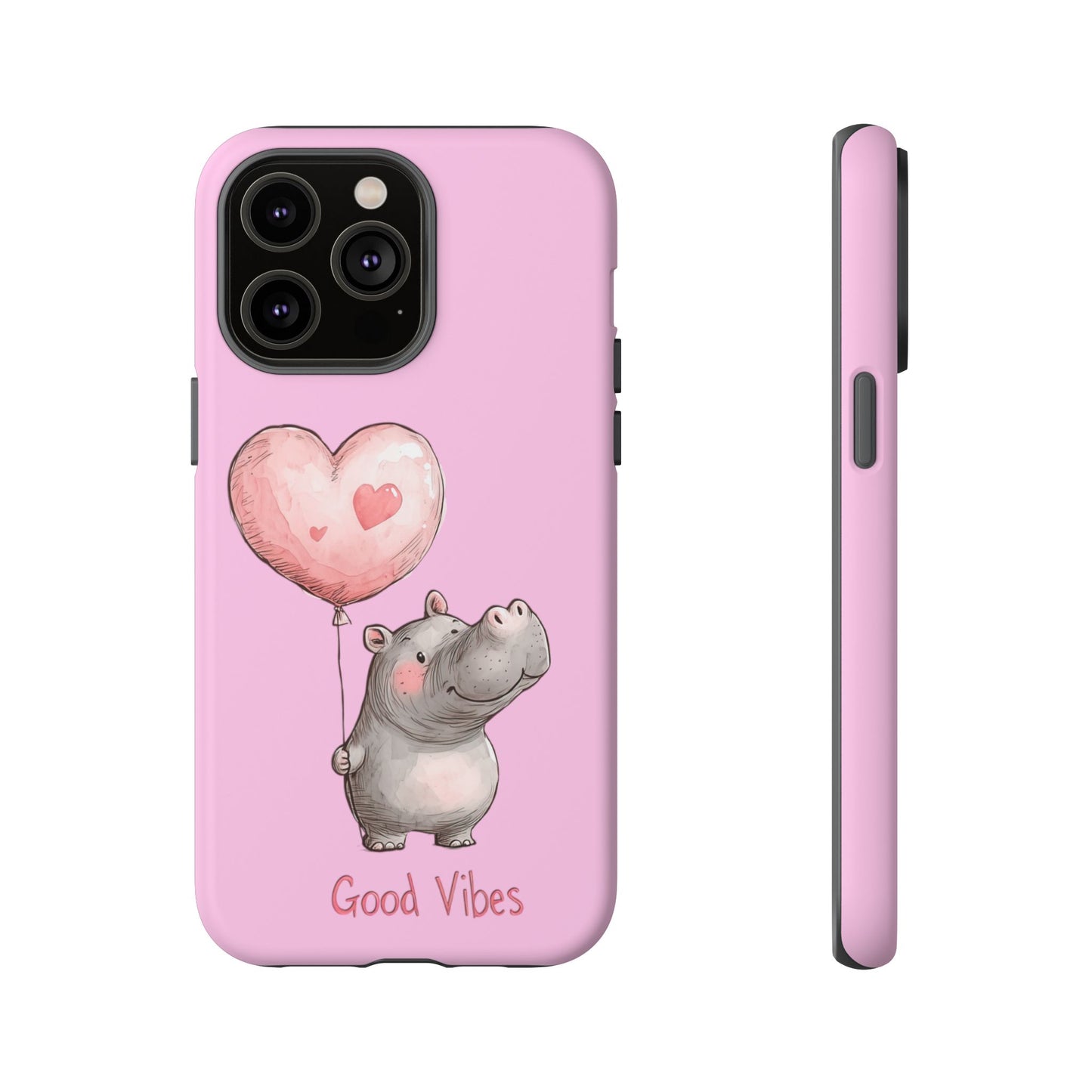 Cute Hippo Phone Case | Good Vibes, Gift for Friends, Cute Phone Accessories, Animal Lover Gift, Happy Phone Cover