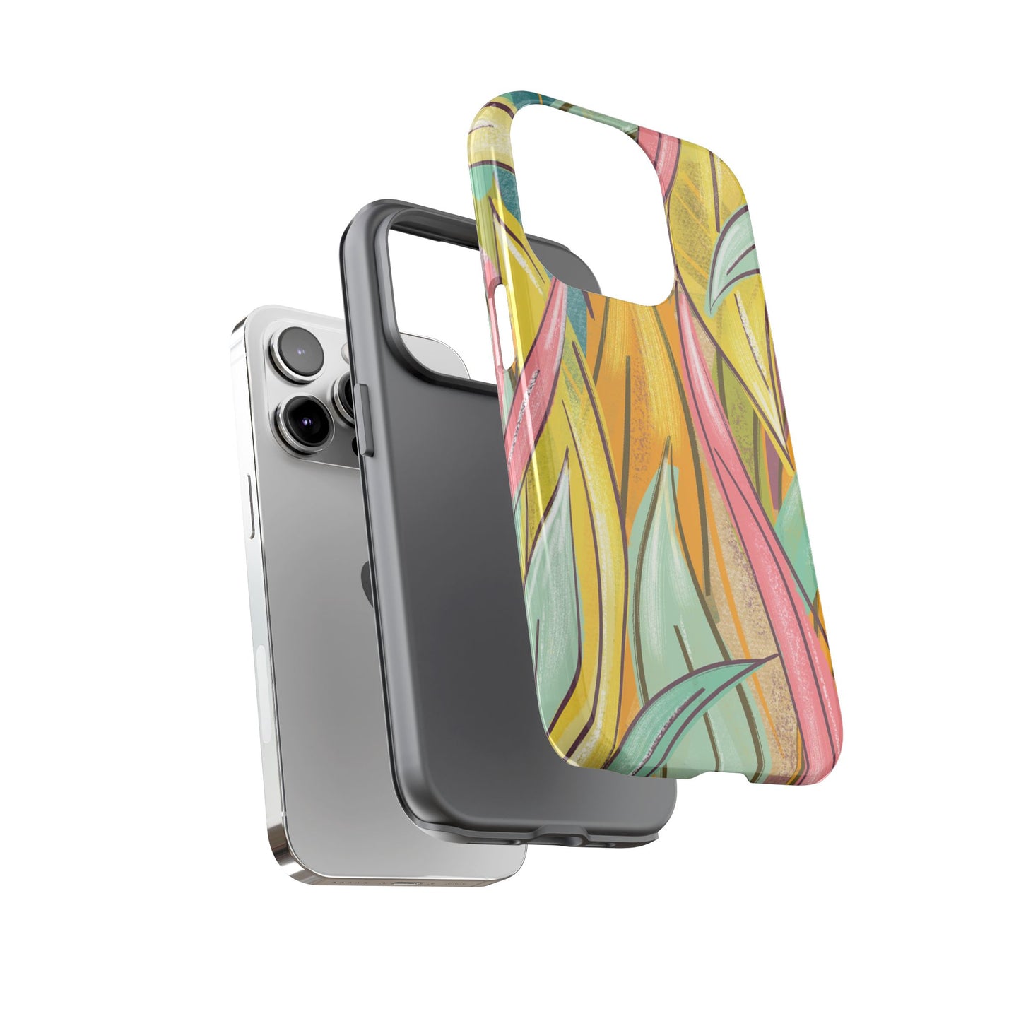 Vibrant Phone Case with Colorful Leaf Design, Tough Cases for Nature Lovers, Eco-Friendly Gift, Summer Vibes, Floral Phone Cover