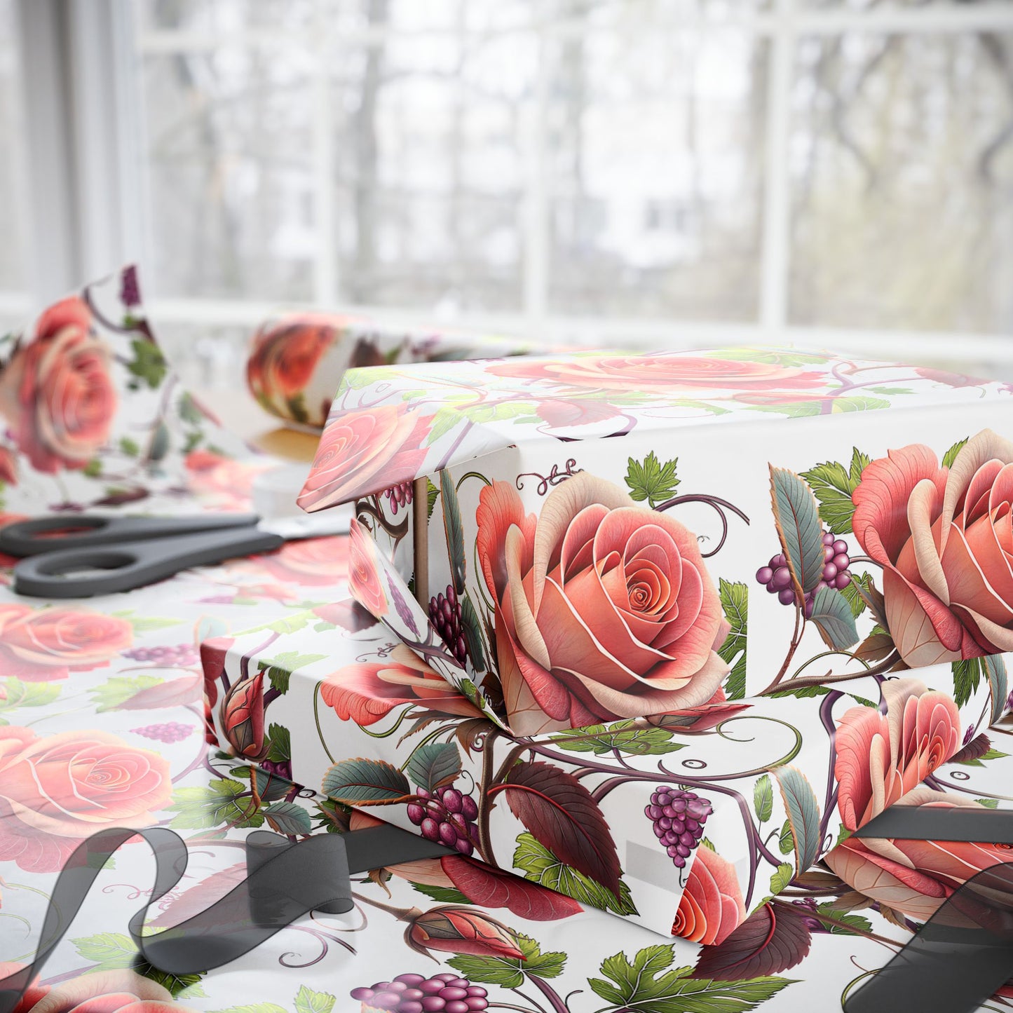 Floral Gift Wraps - Elegant Flower Wrapping Paper for Birthdays, Holidays, Weddings, Celebrations, Eco-friendly Gift Wraps