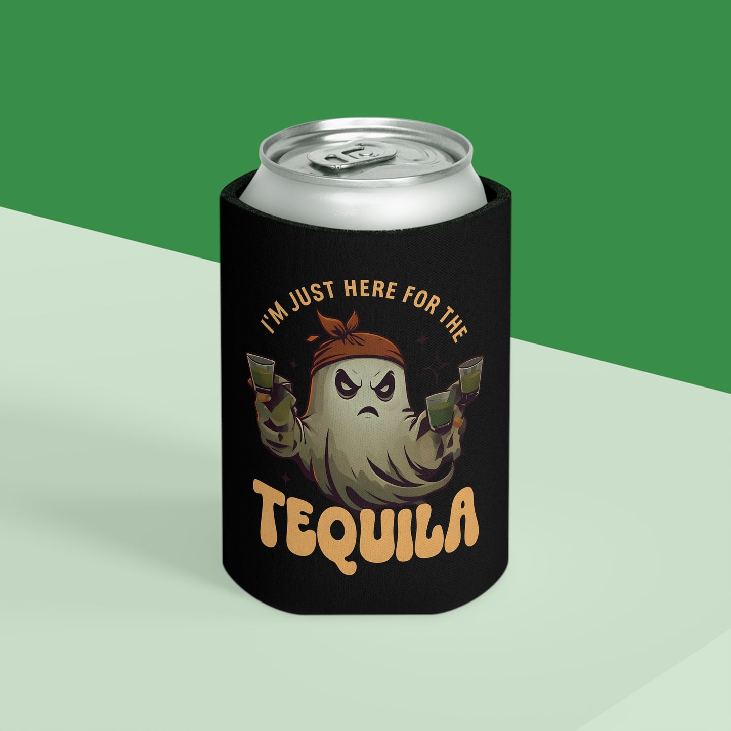 Ghostly Tequila Can Cooler, Funny Drink Holder, Party Favor, Summer BBQ, Gift for Tequila Lovers, Halloween Decor