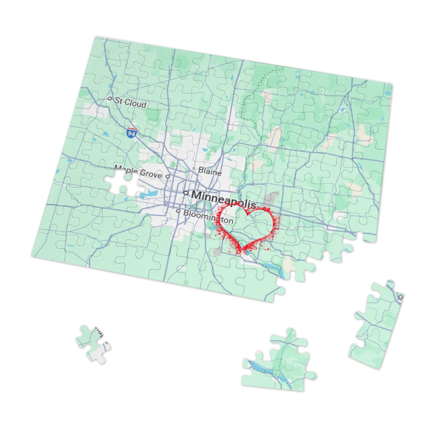 Heartwarming Minneapolis Jigsaw Puzzle with Tin, Personalized Gift, Home Decor, Family Activity, Travel Souvenir, Map Puzzle