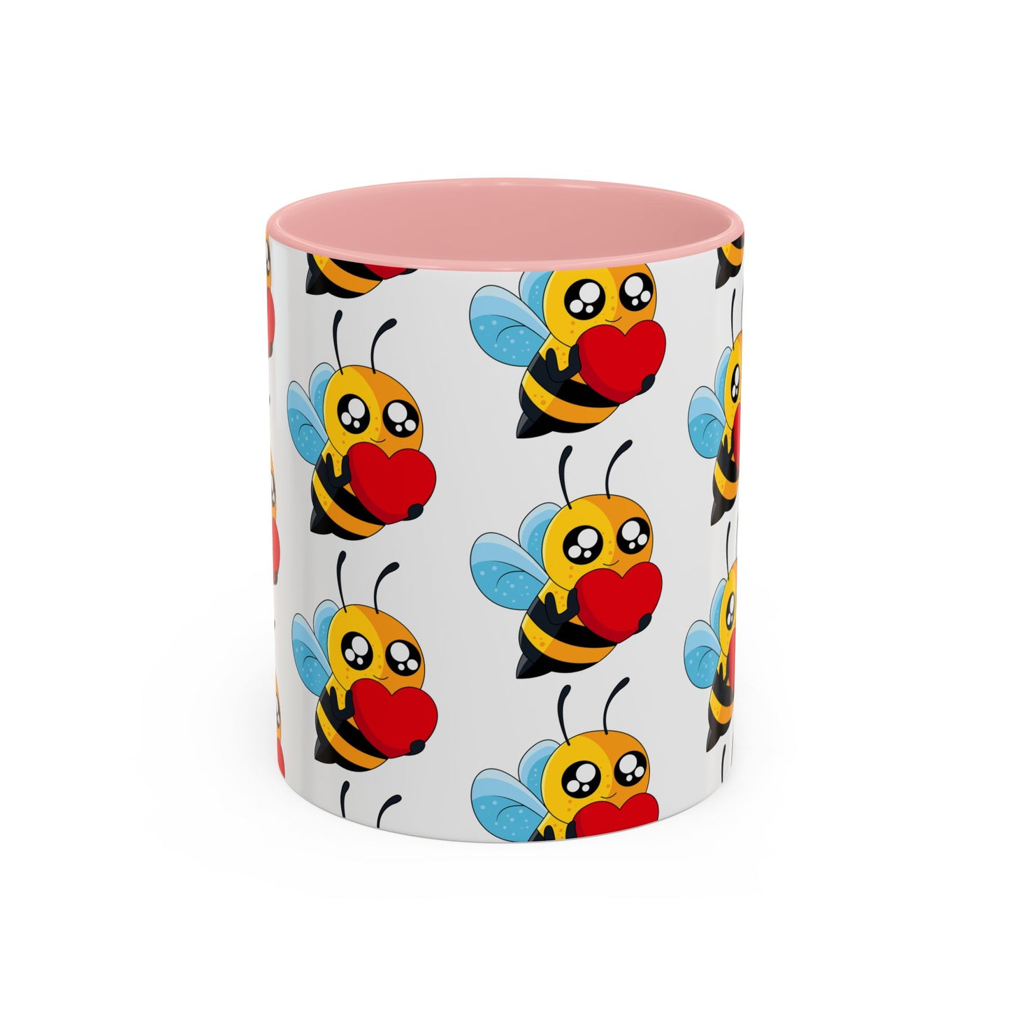 Cute Bee Love Accent Coffee Mug, Cute Floral Mug, Cheerful Bee Design