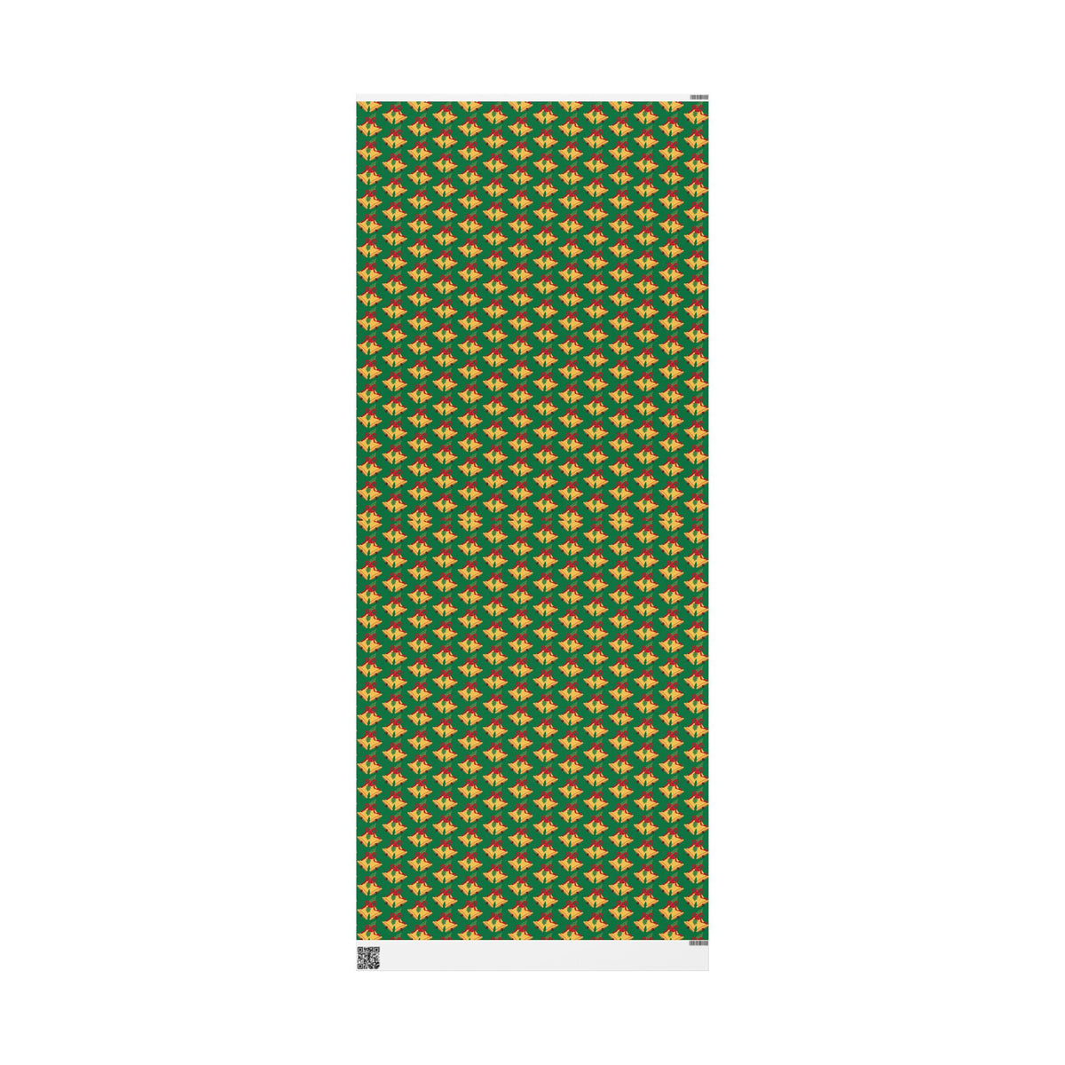 Christmas Bells Wrapping Paper Roll — Green Holly Holiday Gift Wrap