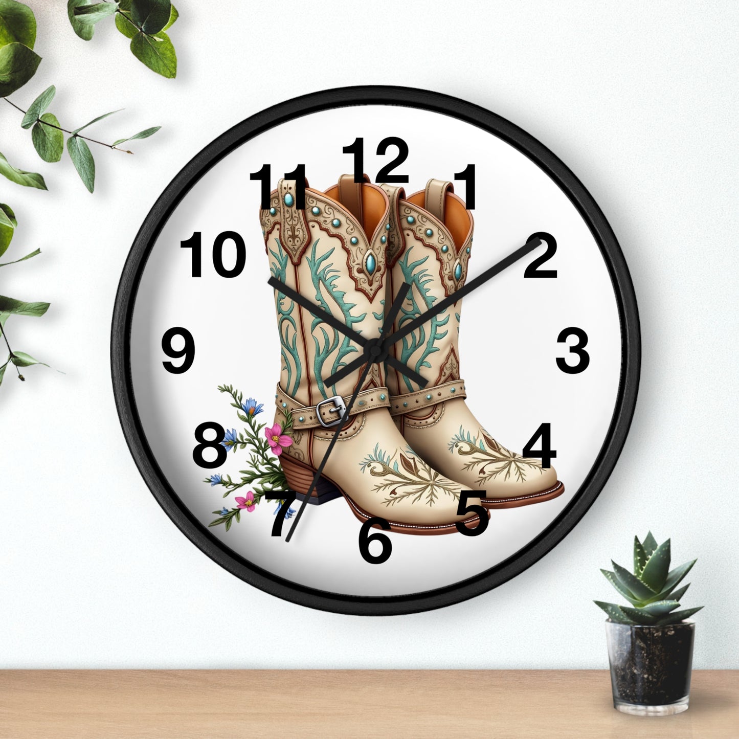 Cowboy Boots Wall Clock, Rustic Home Decor, Farmhouse Style, Country Kitchen Clock, Gift for Cowgirl, Western Decor