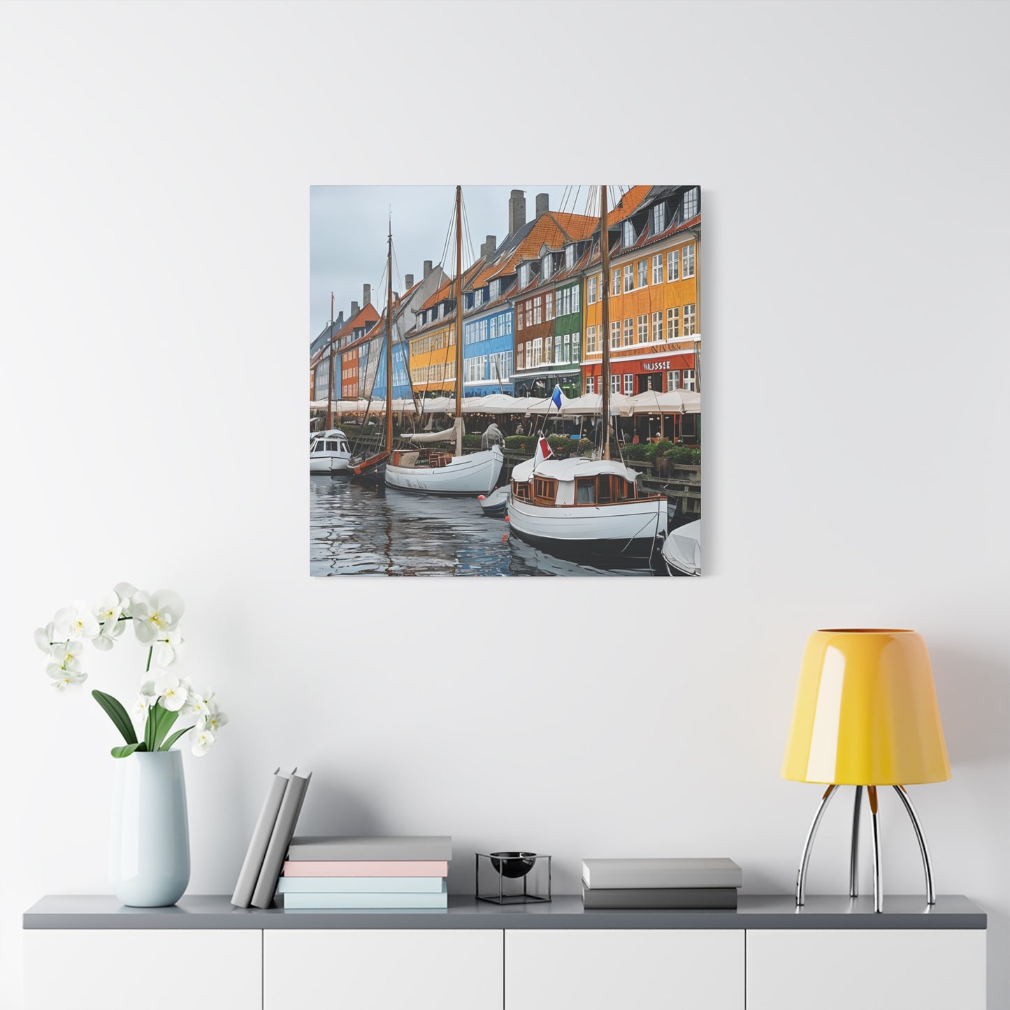 Coastal Canvas Print, Vibrant Harbor Art, Nautical Home Decor, Gift for Sailors, Maritime Wall Art