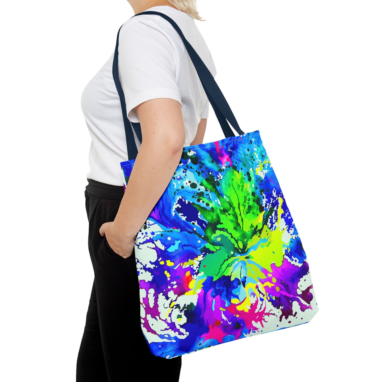 Vibrant Abstract Tote Bag Colorful Shopping Bag, Beach Tote