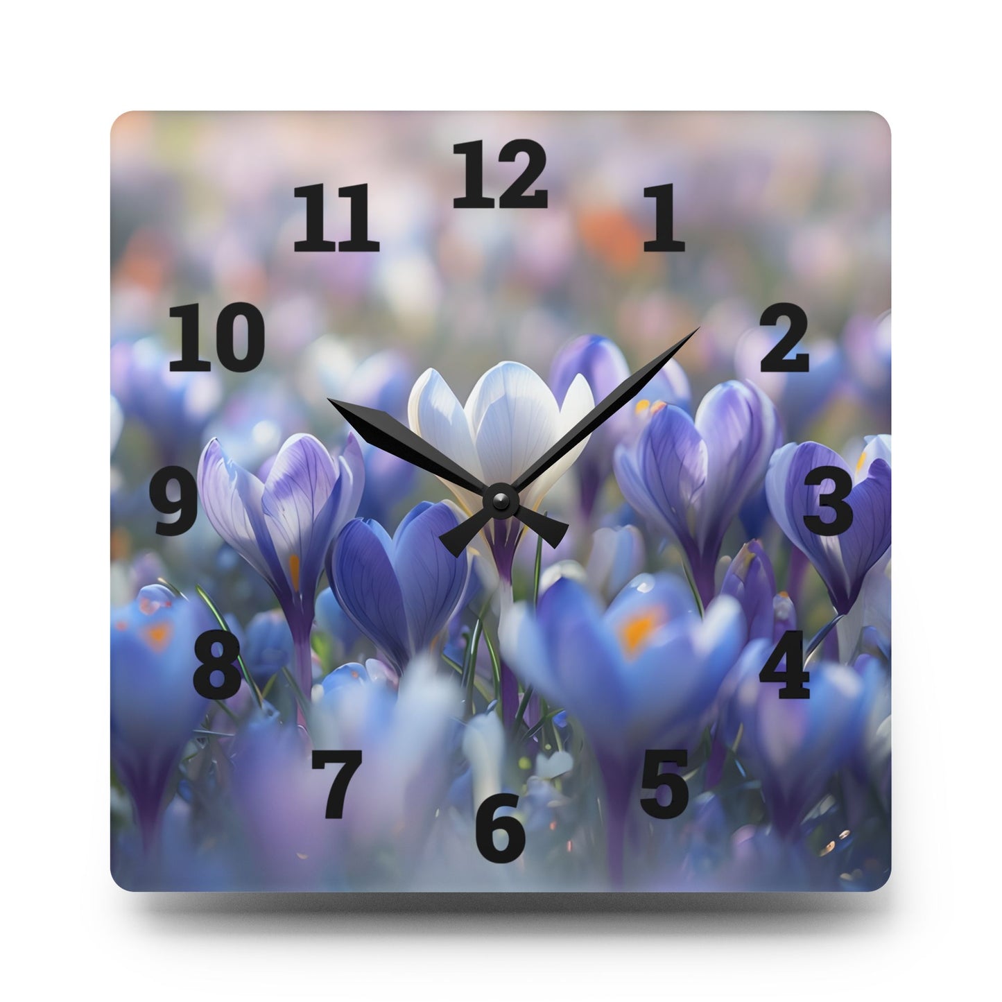 Elegant Floral Acrylic Wall Clock, Home Decor, Wall Art, Gift for Her