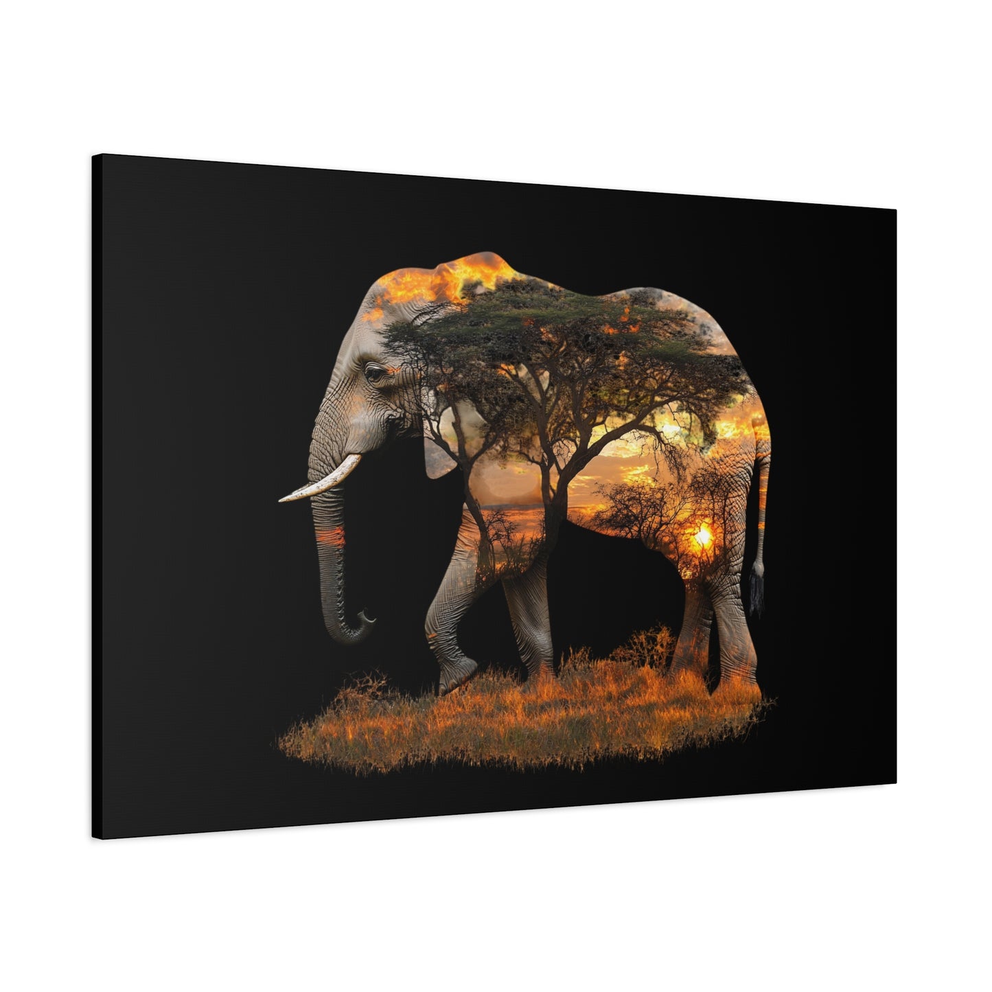 Elephant Tree Matte Canvas Art, Nature Wall Decor, Wildlife Home Decoration, Gift for Animal Lovers, Boho Living Room Accent