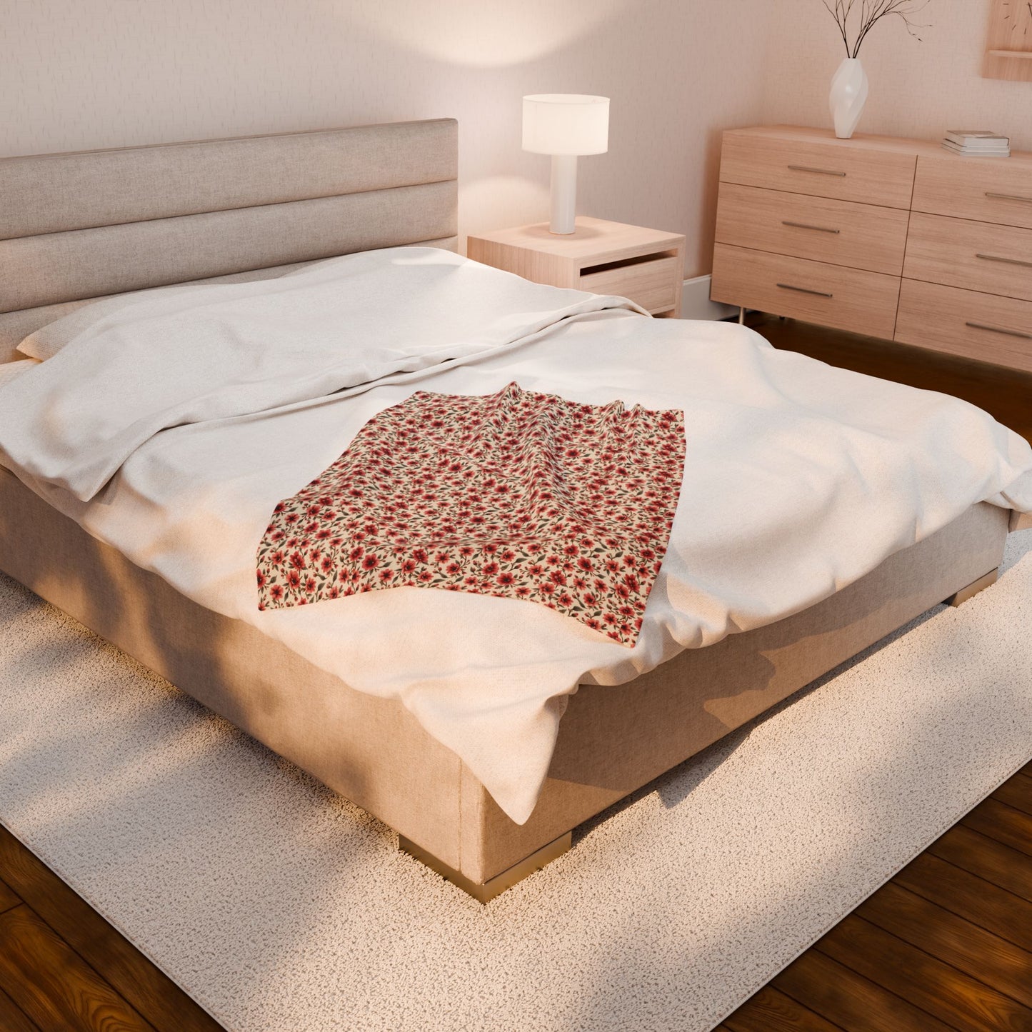 Cozy Floral Velveteen Plush Blanket | Perfect for Home Decor, Gifts, Couch, Travel, Holidays, Soft Throw for Relaxation
