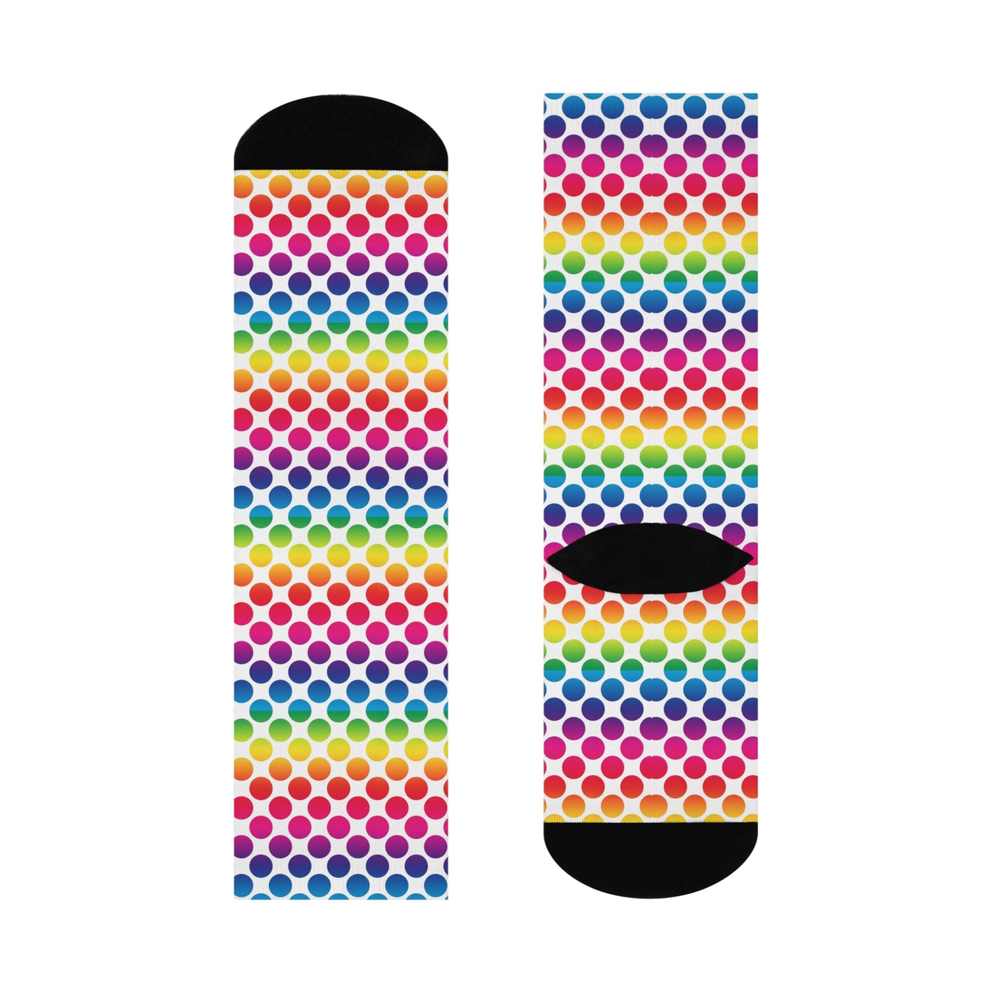 Vibrant Patterned Crew Socks, Fun Gift for Kids & Adults, Rainbow Polka Dot Socks, Cozy & Comfortable Footwear, Perfect for Everyday Wear