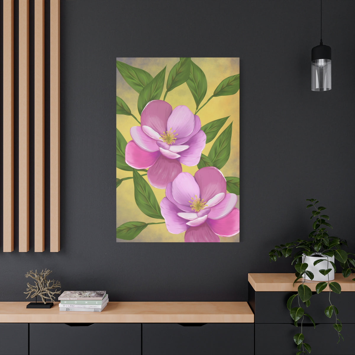 Matte Canvas, Stretched, 1.25" Tulips Pink and Purple Flowers