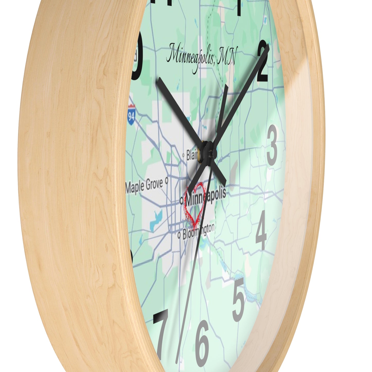 Personalized Map Wall Clock, Custom Home Decor, Minneapolis Gift, Modern Clock, Unique Housewarming, Wall Art, Office Decor