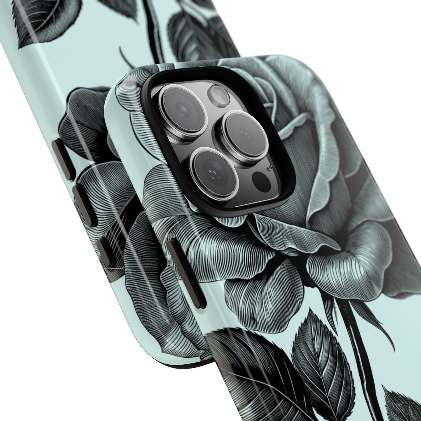 Elegant Floral Phone Case, Tough Cases for iPhones, Black Rose Design, Gift for Her, Stylish Phone Cover, Birthday Gifts