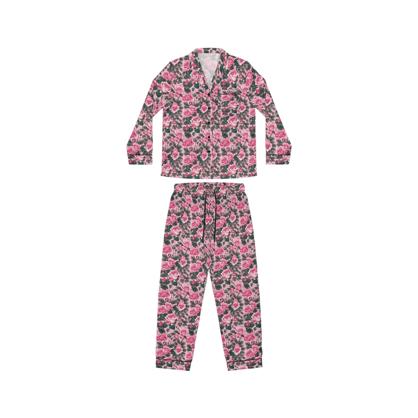 Floral Women's Satin Pajamas, Luxurious Sleepwear, Cozy Gift for Her, Ideal for Holidays, Relaxation, and Special Occasions