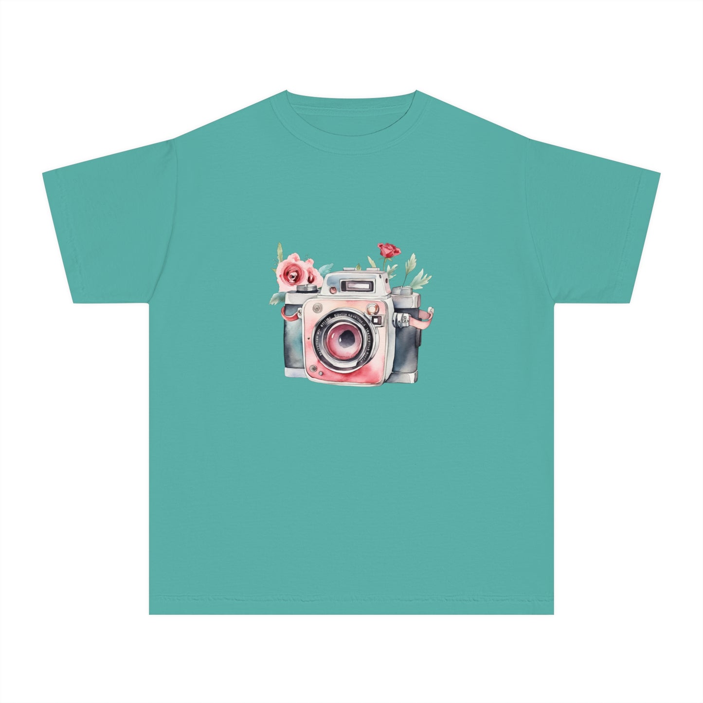 Floral Camera Youth Tee, Cute Teen Shirt, Photography Lover Gift, Artistic Kids Apparel, Unique Youth T-Shirt, Spring or Summer Style