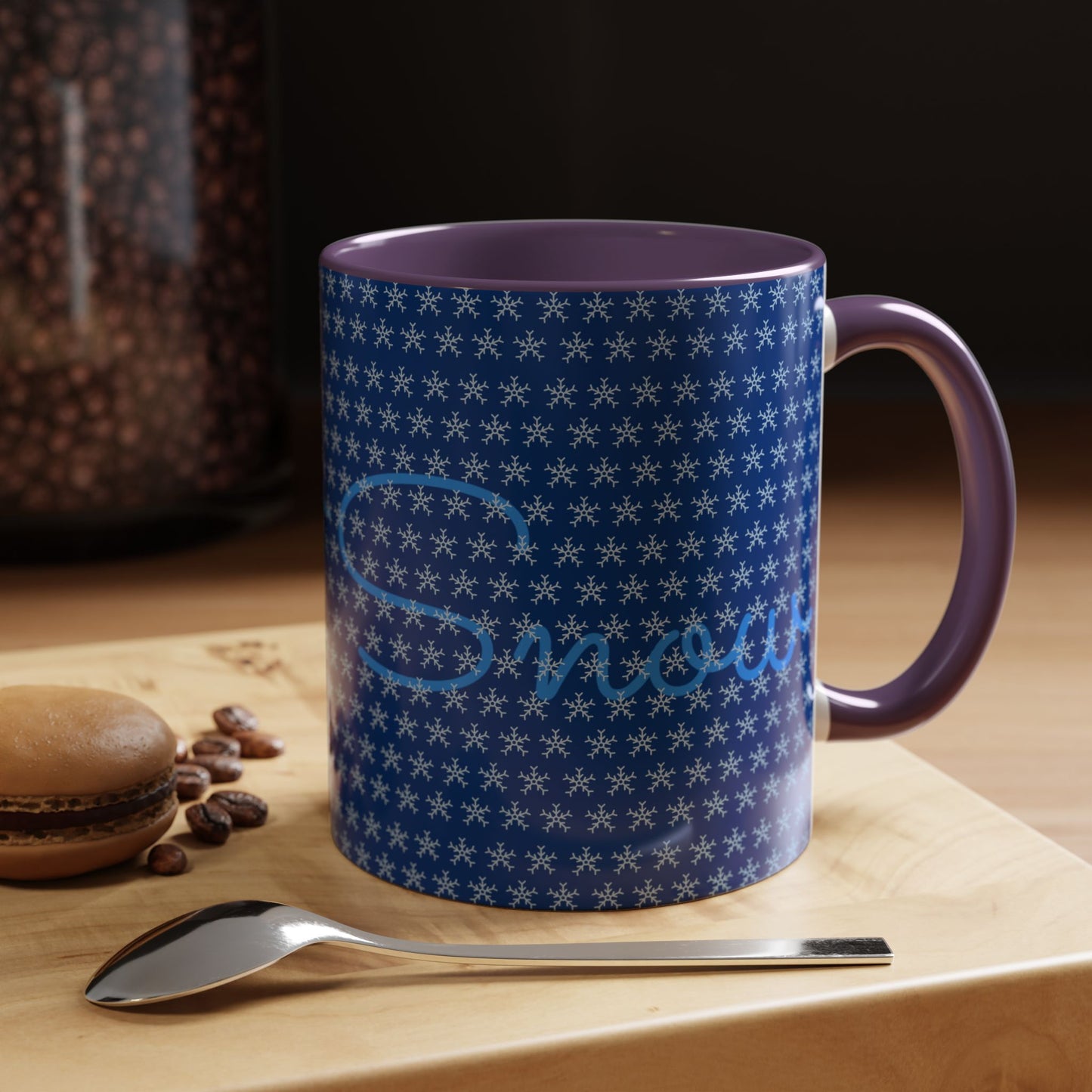 Snowy Night Accent Coffee Mug - Cozy Winter Drinkware, Seasonal Gifts, Holiday Décor, Comfortable Sipping, Blue Design