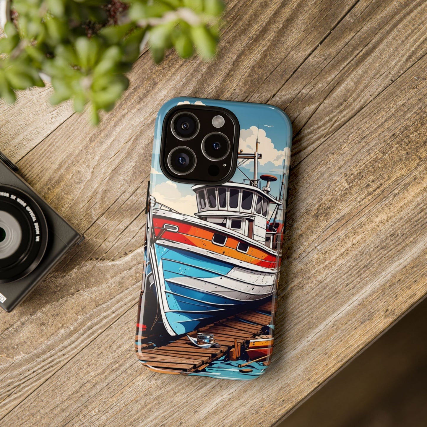 Colorful Fishing Boat Phone Case | Nautical Gift, Marine Design, Coastal Aesthetic, Summer Vibes, Sea Lover's Accessory