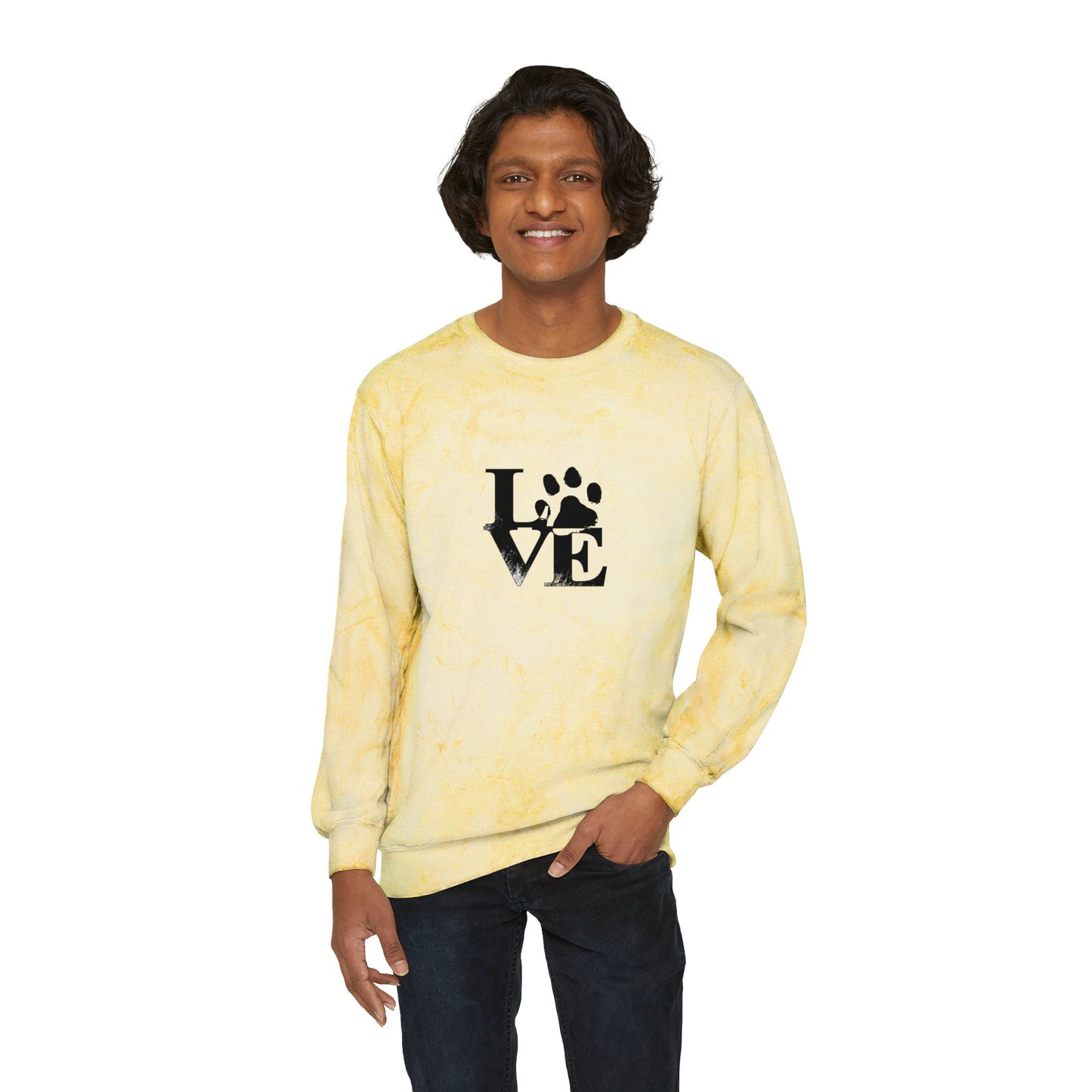 Colorful Love Pet-Inspired Crewneck Sweatshirt, Cozy Outdoor Wear, Gift for Dog Lovers, Casual Style, Perfect for Any Occasion