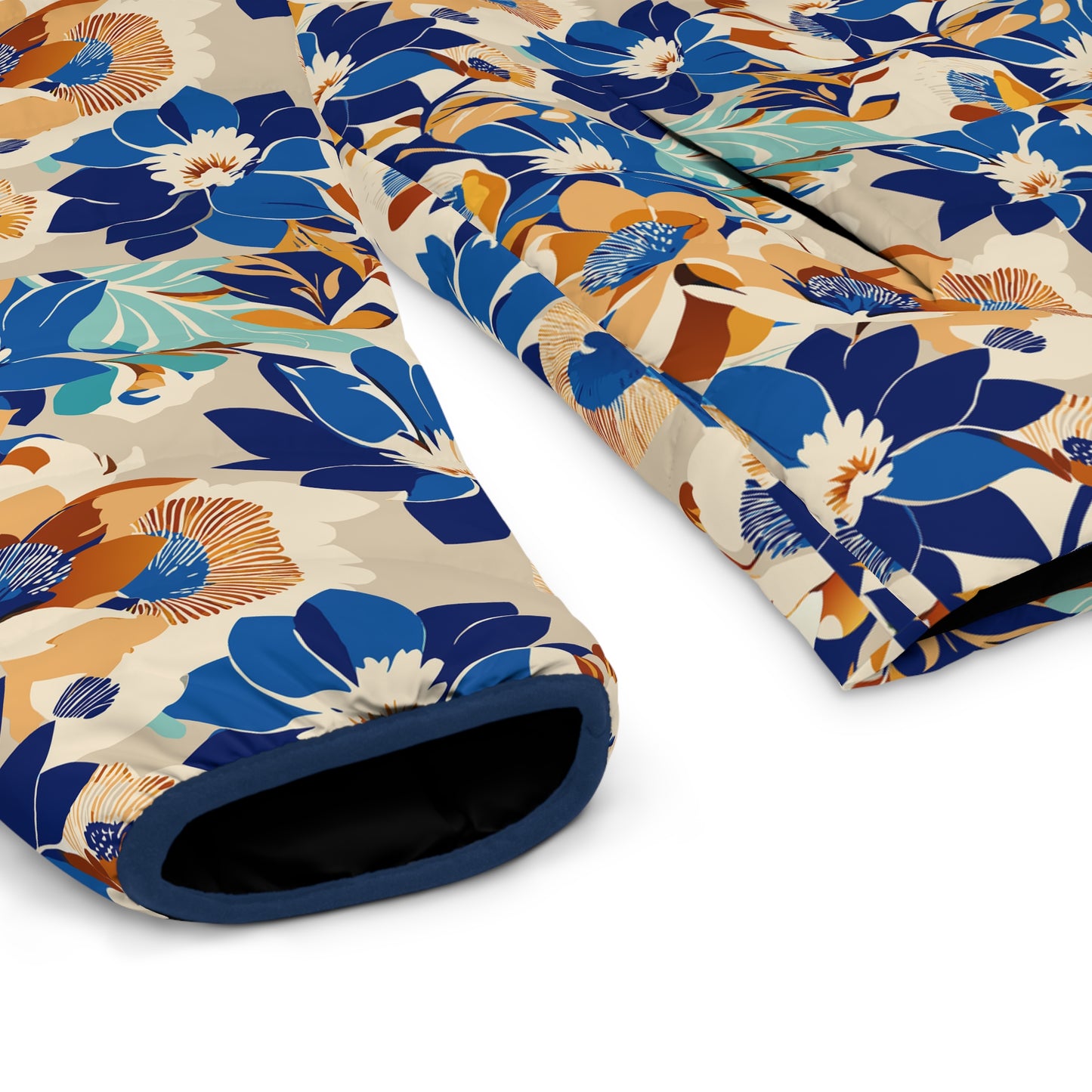 Floral Men's Puffer Jacket, Stylish Winter Coat, Nature-Inspired Outerwear, Trendy Layering Piece, Perfect for Gifting