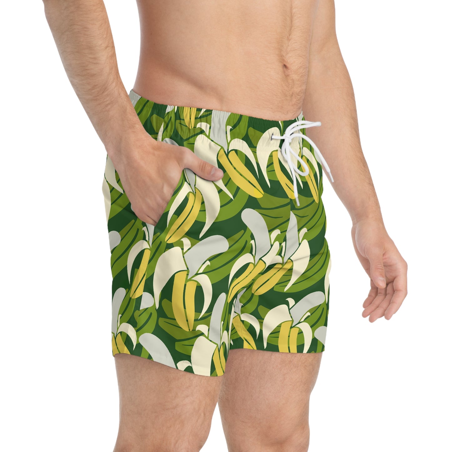 Banana Tropical Swim Trunks, Fun Summer Beachwear, Vacation Pool Shorts, Unisex Swimwear, Gift for Swimmers