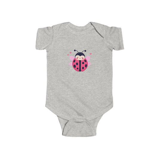 Cute Pink Ladybug Infant Bodysuit – Baby Girl Onesie with Heart Dots