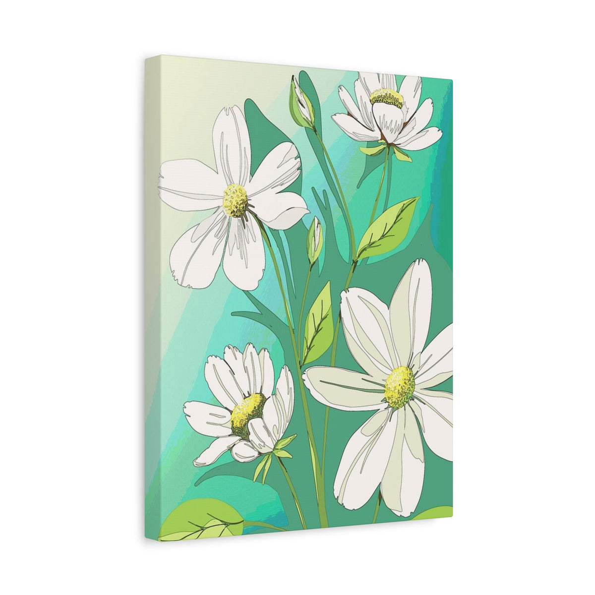 Matte Canvas, Stretched, 1.25" White Flowers