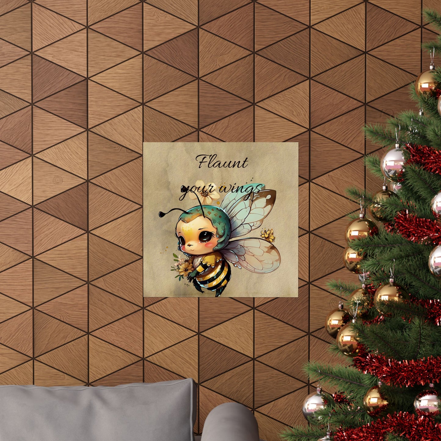 Whimsical Bee Poster Art - Flaunt Your Wings, Cute Bee Decor, Nursery Wall Art, Gift for Kids, Insect Lover's Gift