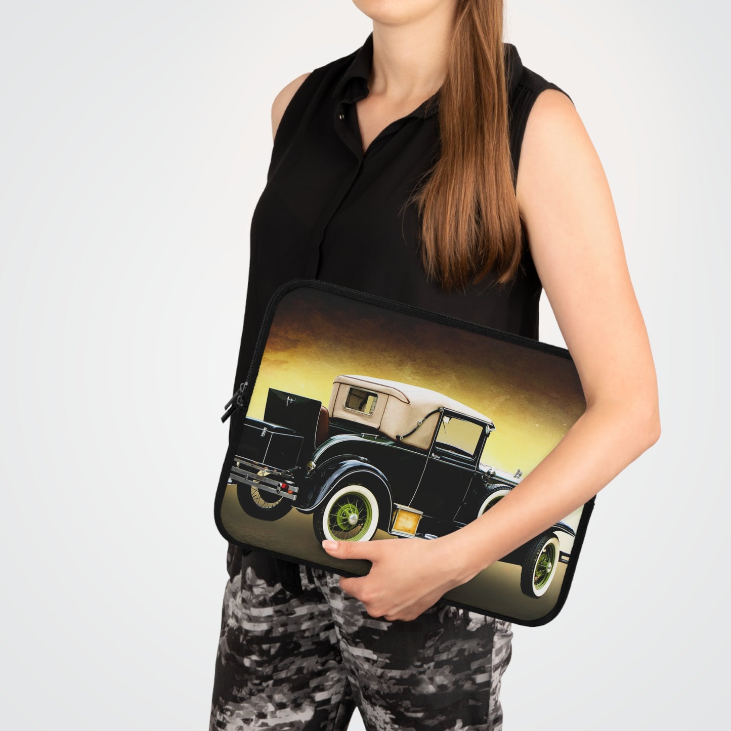 Vintage Car Laptop Sleeve - Perfect Gift for Auto Enthusiasts, Tech Accessories, Travel Essentials, Back to School
