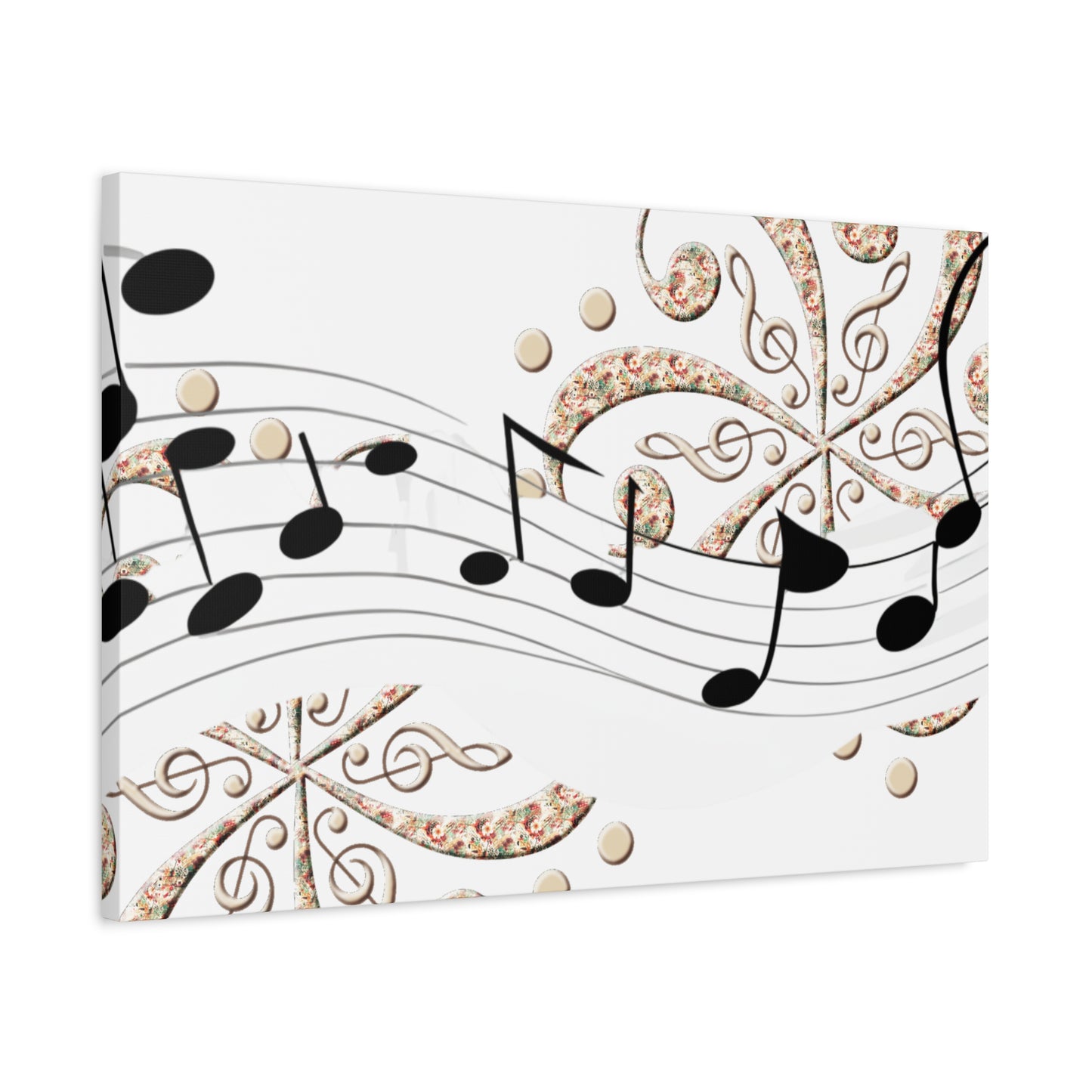 Musical Note Canvas Art, Floral Decor for Home, Music Lover Gift, Wall Art for Musicians, Unique Gift Idea