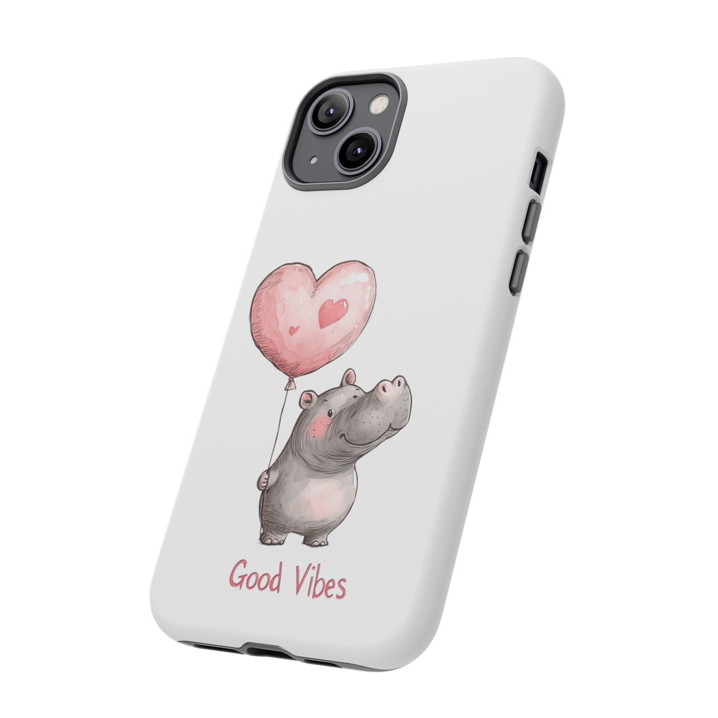 Cute Hippo Phone Case - Good Vibes Design, Animal Lover Gift, Fun Accessory, Birthday Present, Phone Accessories